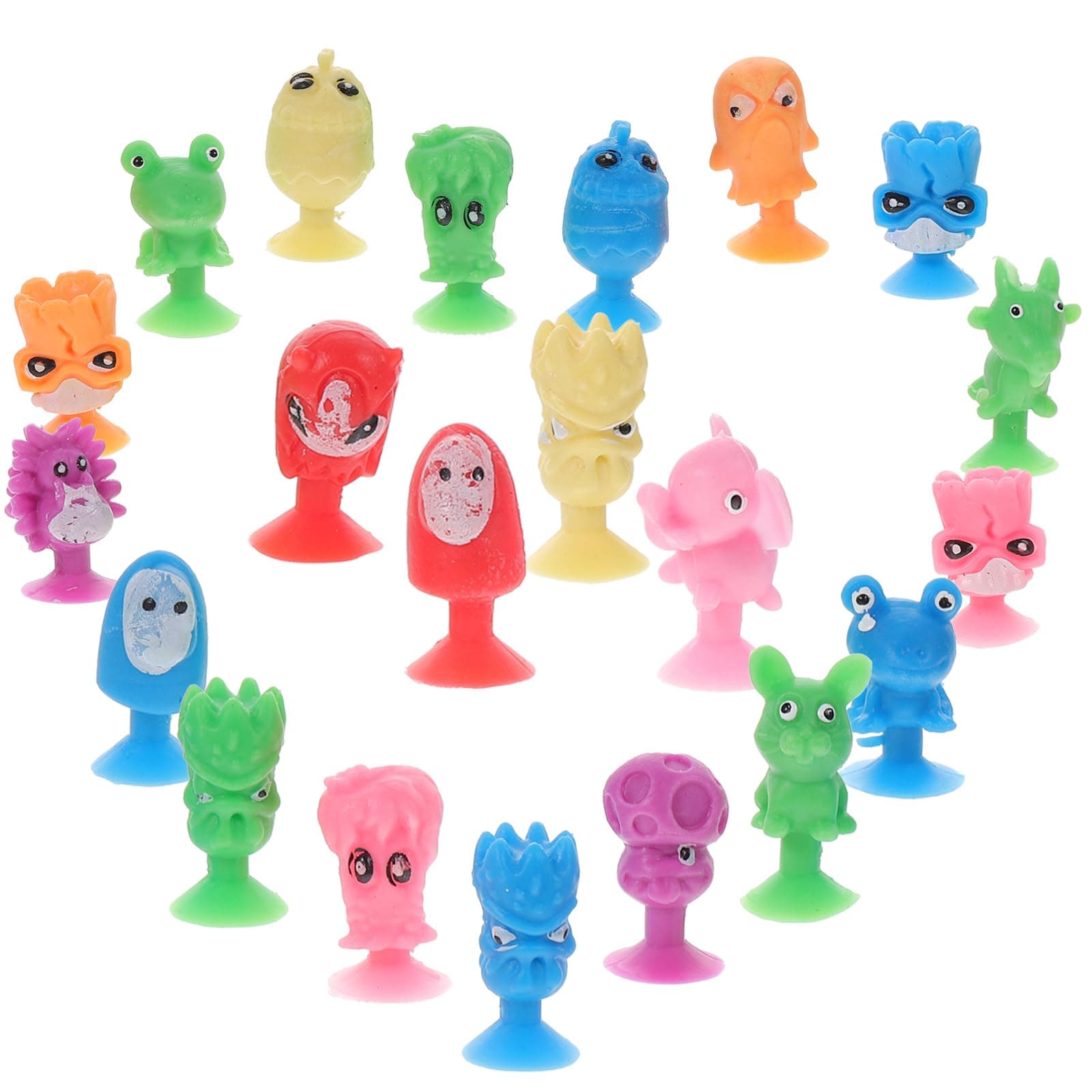 Toddmomy 24PCS Suction Cup Building Toy Plastic Sucker Animal Miniature Doll with Suction Cup Animal Toy for Kids Children Toddlers Party Favors Random Pattern