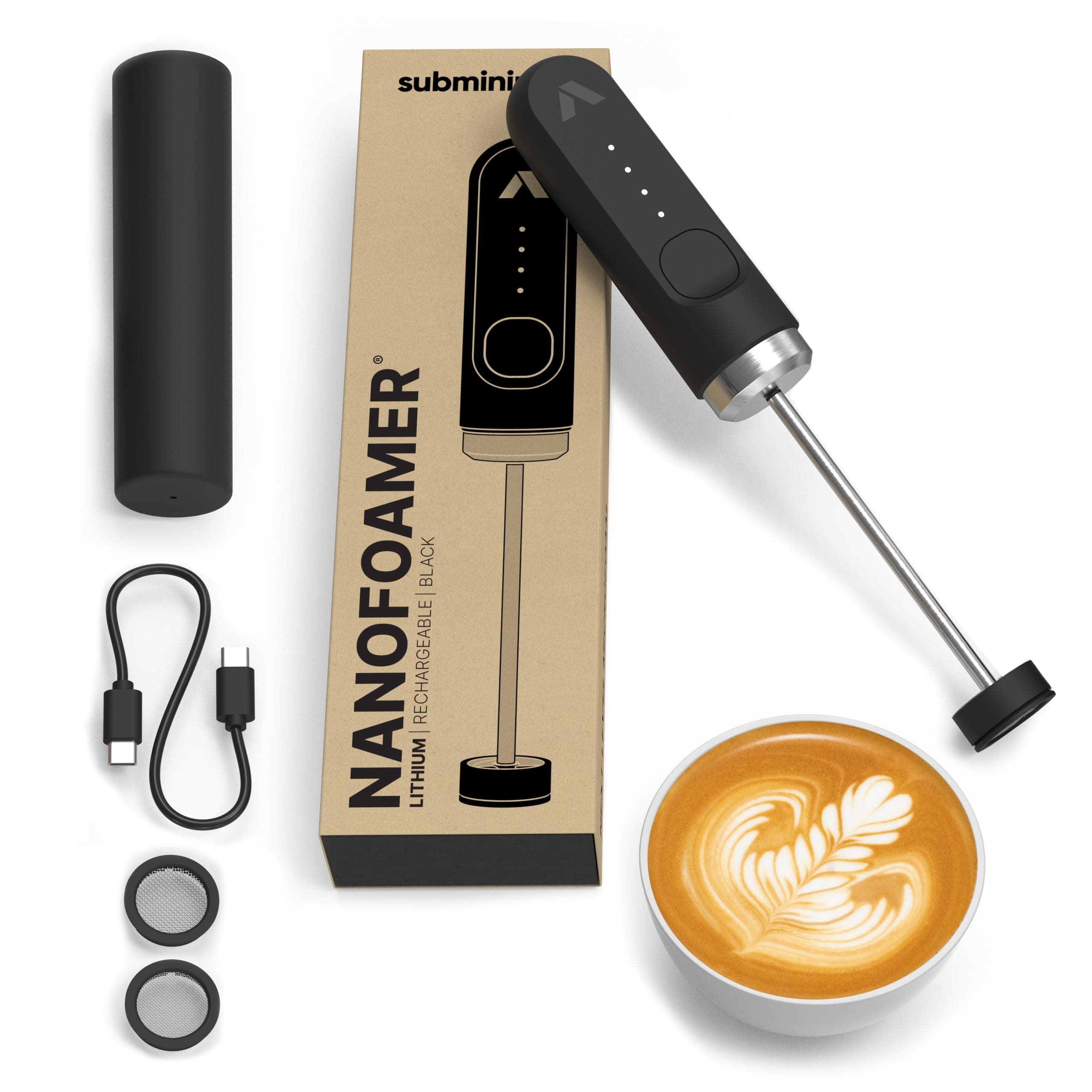 Subminimal Milk Foamer - NanoFoamer Lithium Handheld Milk Frother | USB-C Rec...