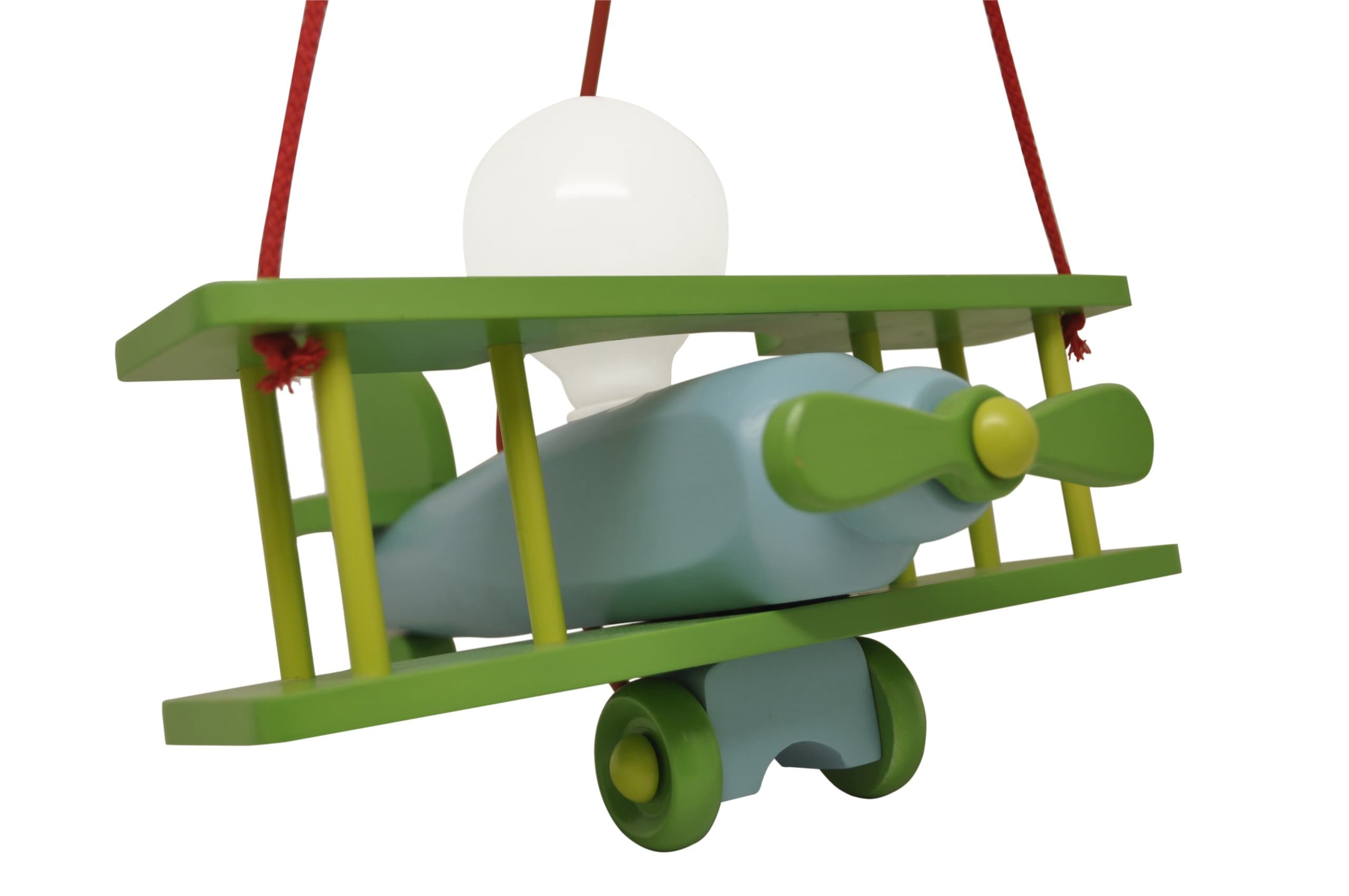 Kids 1-light Propeller Airplane Pendant Lamp, Blue and Green Ceiling Light