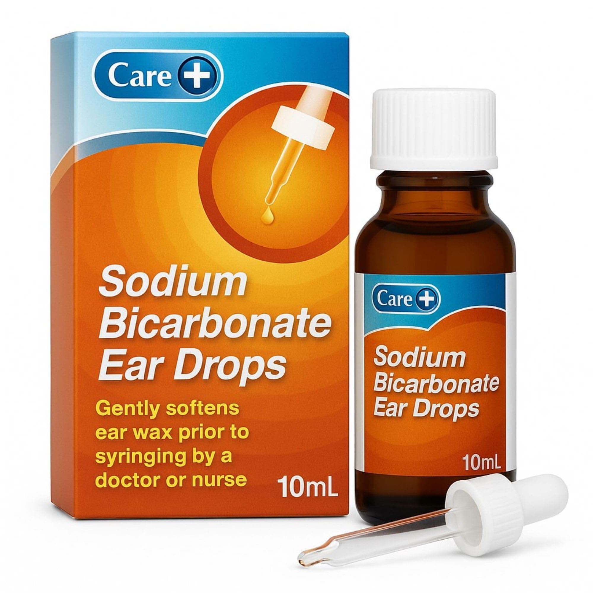 Care Sodium Bicarbonate Ear Drops, Simple, Effective and Gentle, Softens Ear Wax, Suitable from Children 1+ Years Old, Dropper Included, 10ml Drops