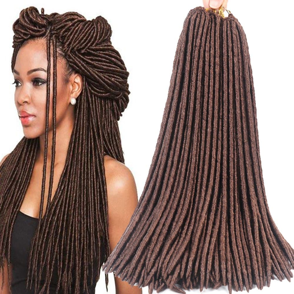 6 Packs 18" (45cm) Faux Locs Twist Braids Hair Synthetic Crochet Braiding Hair MAMBO FAUX LOCS For a Full Head (30#)