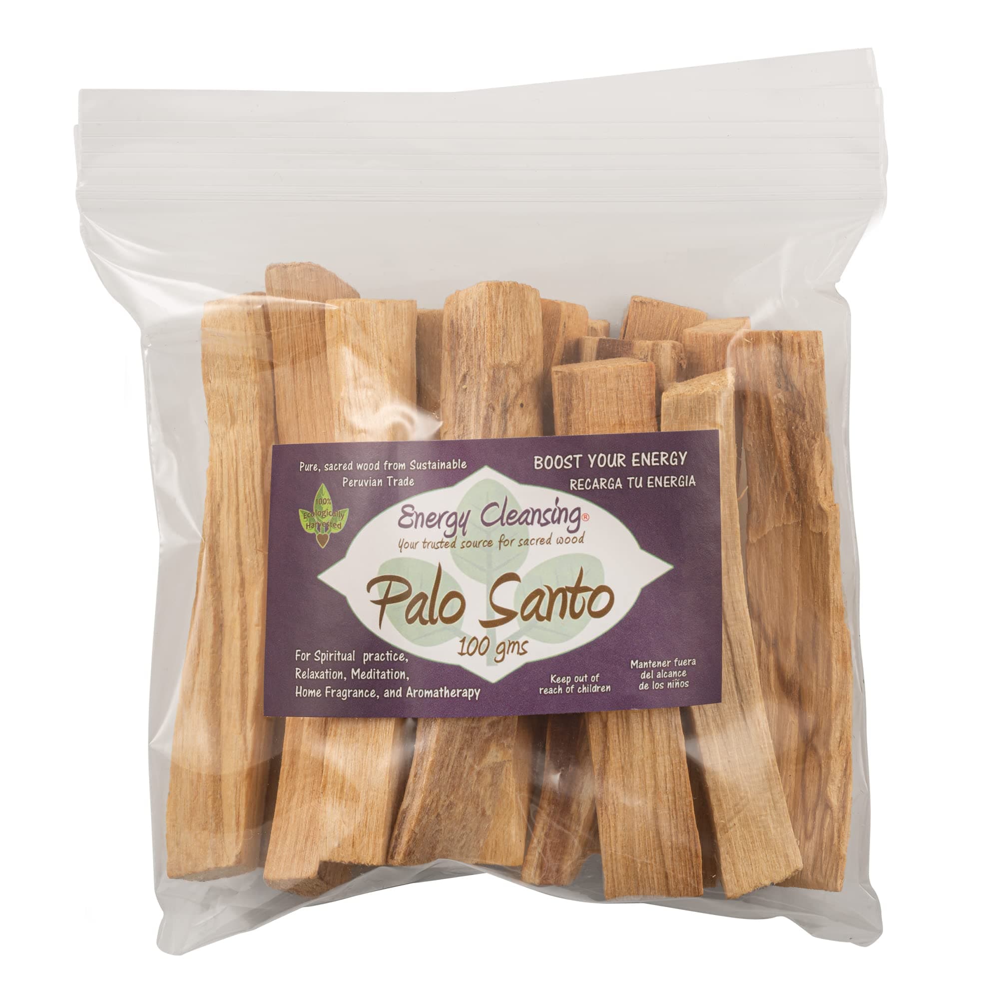 Energy Cleansing, 100 GMS Plus, Natural Resin, Kiln-Dried Palo Santo (Holy Wood) from Peru, Incense Smudge Sticks, Wild Harvested, 100% Natural and Sustainable