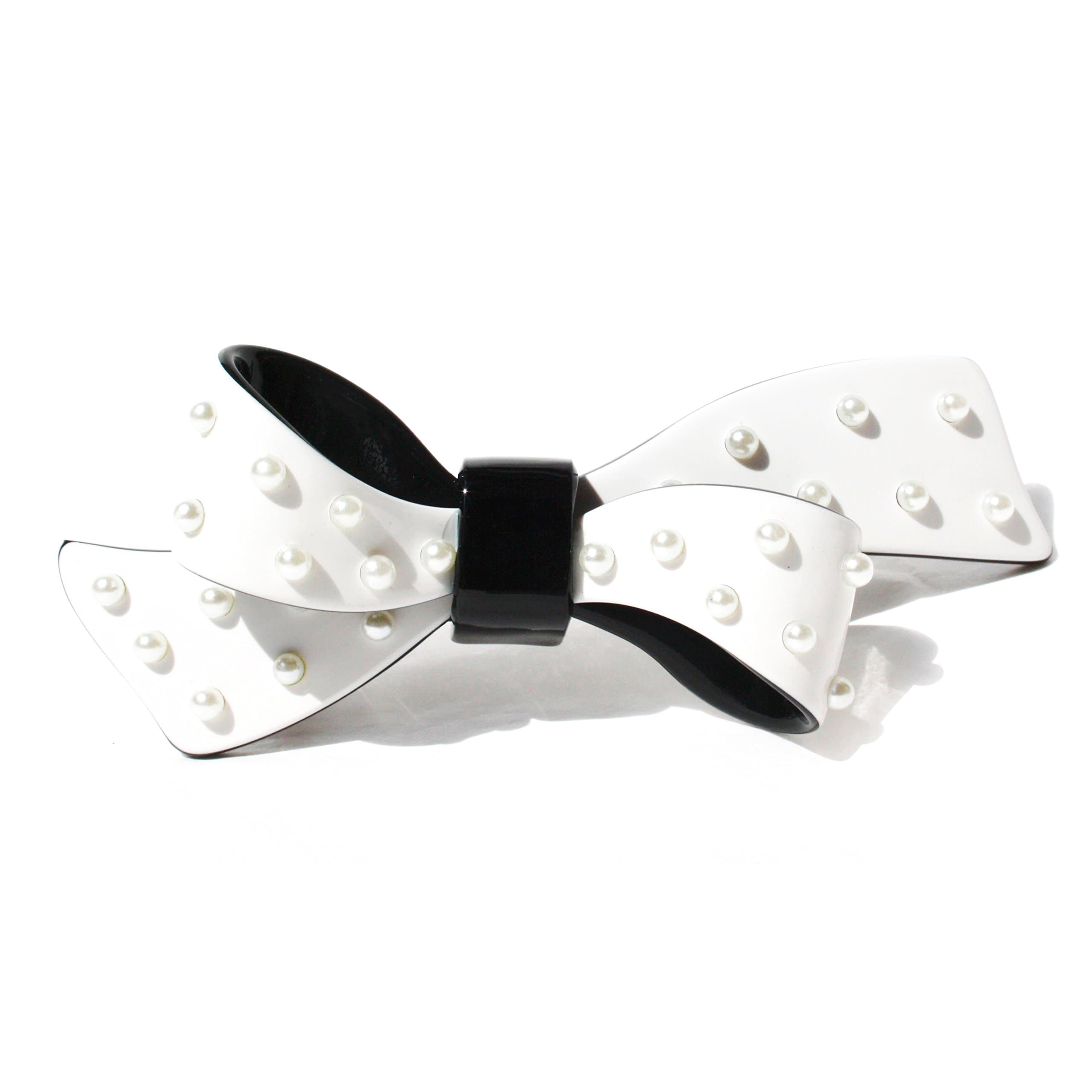 White Bow + Pearl Barrette, 1 Count
