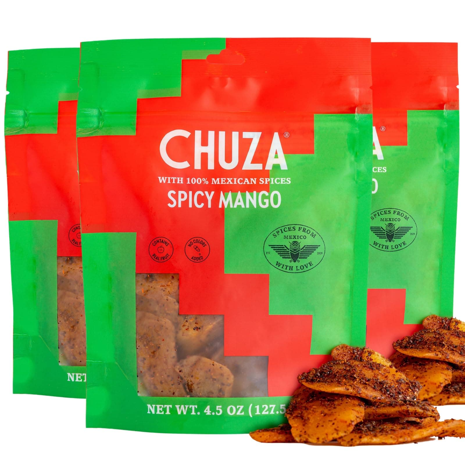 Chuza Spicy Dried Mango Slices, Mexican Snacks Chili Mango Dried Fruit,Sweet and Spicy Healthy Mexican Candy for Adult and Children,Fresh and Natural Dried Mango-3 Pack
