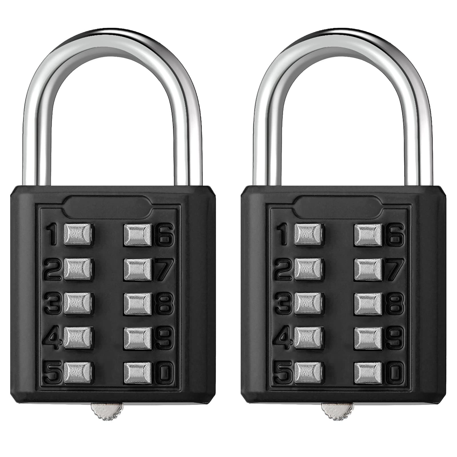 Hotop 2 Pieces Digits Combination Locks, 10 Digit Push Button Combination Padlock, 5 Digit Locking Mechanism for School Gym, Sport, Fence, Toolbox, Case, Suitcase, Luggage, Drawer, Door (Black)