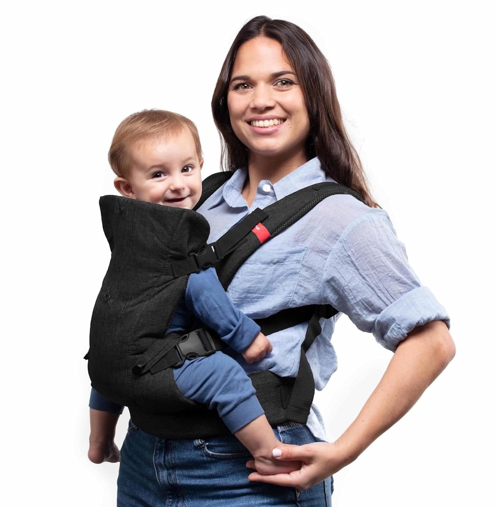 4-in-1 Baby Carrier Newborn to Toddler - All-Position, Hip-Healthy, Adjustable Baby Carriers from Newborn with Breathable 3D Mesh Panels & 2-in-1 Snap-On Bib (8-32 lbs/3.6–14.5 kg)