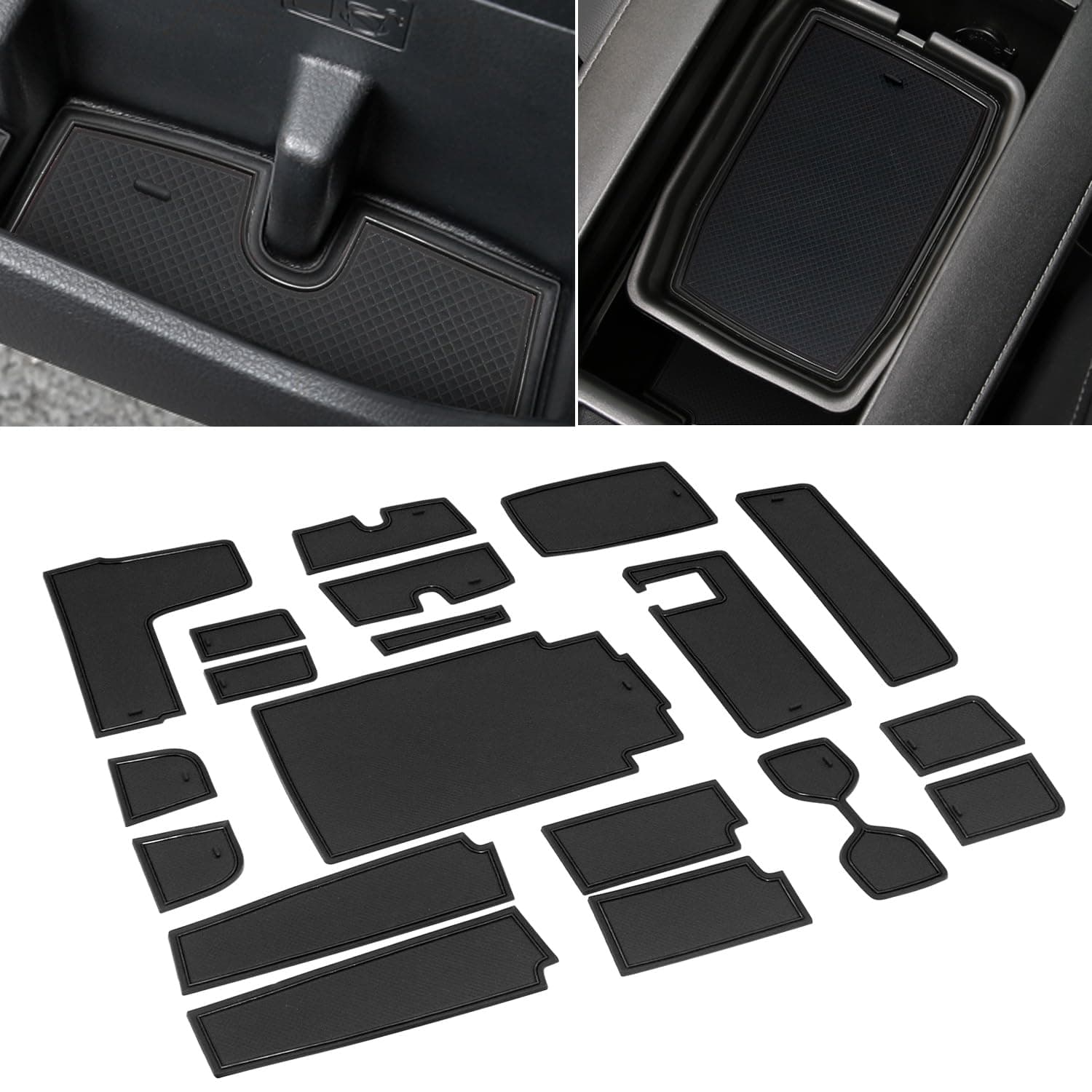 Cup Holder Inserts Liners for Toyota Highlander Accessories 2025 2024 2023 2022-2020, Anti Dust Cup Holder Mats, Custom Non-Slip Center Console Interior Liners Door Pocket Mats (22 Pc, Black)