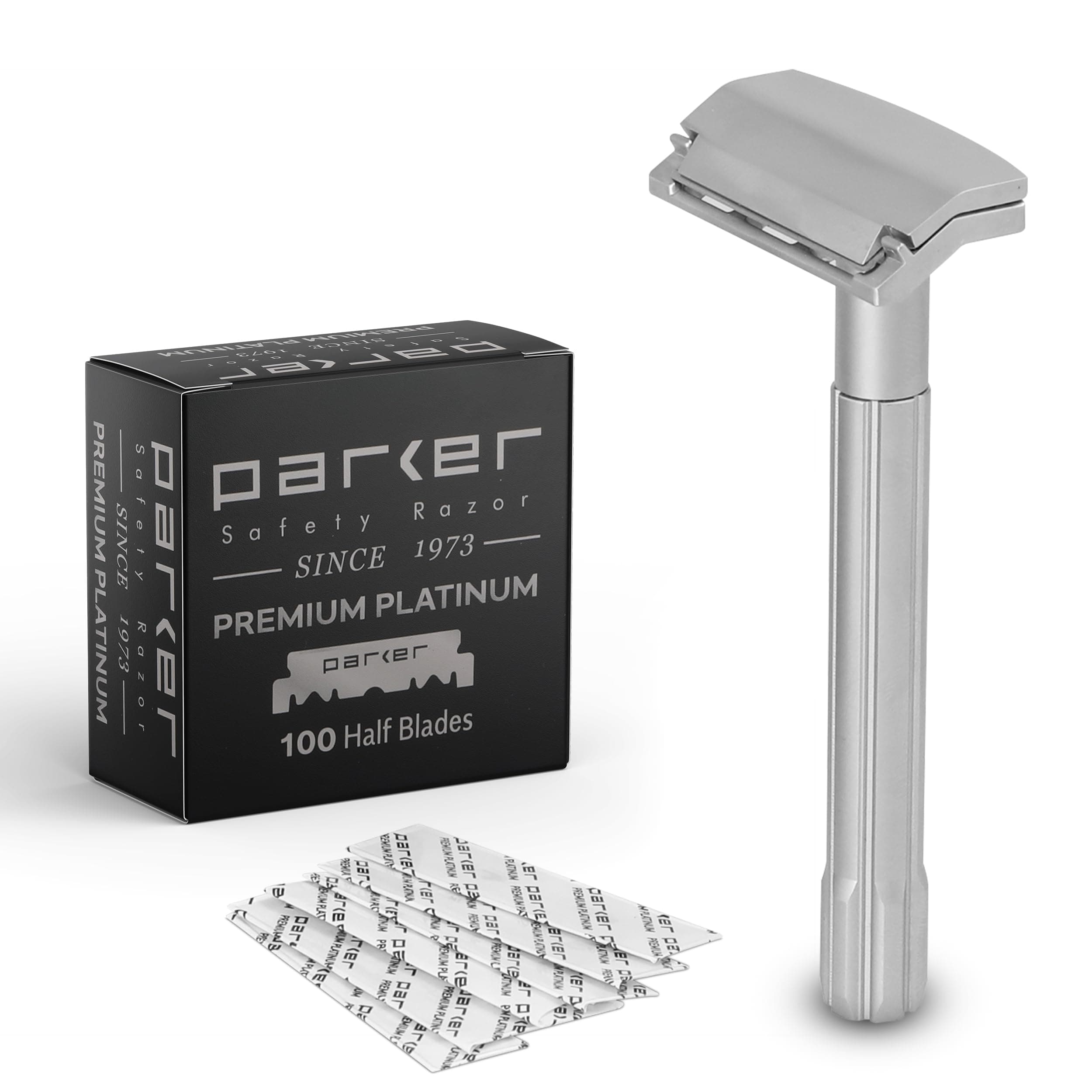 Parker SoloEdge Single Edge Safety Razor with 100 Parker Platinum Single Edge Blades Included