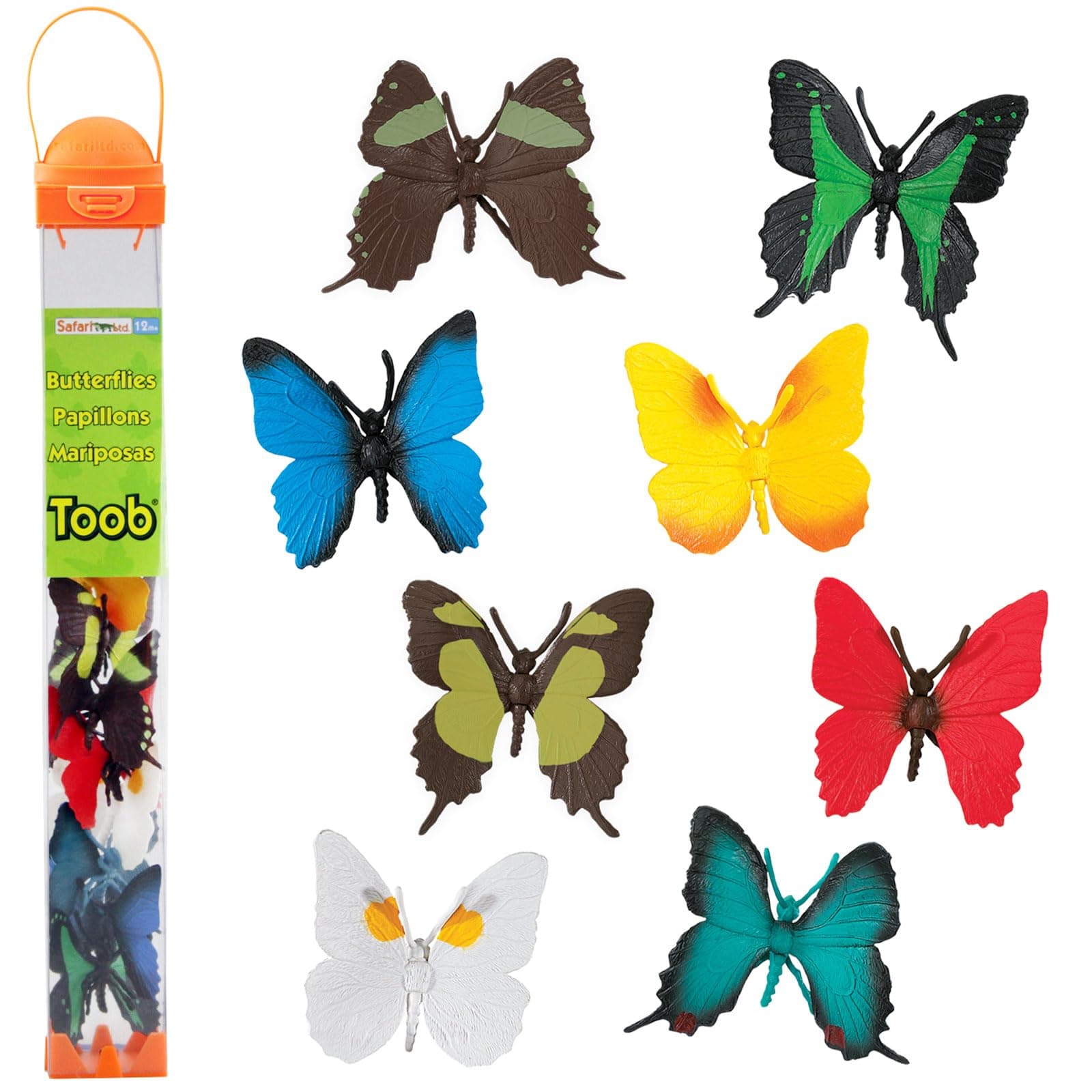 Safari Ltd. Butterflies TOOB - Figurines of Red Glider, Swallowtail, Orange & White Sulphur, Evenus Regalis, Papilio Garleppi & More - Educational Toy Figures For Boys, Girls & Kids Ages 3+