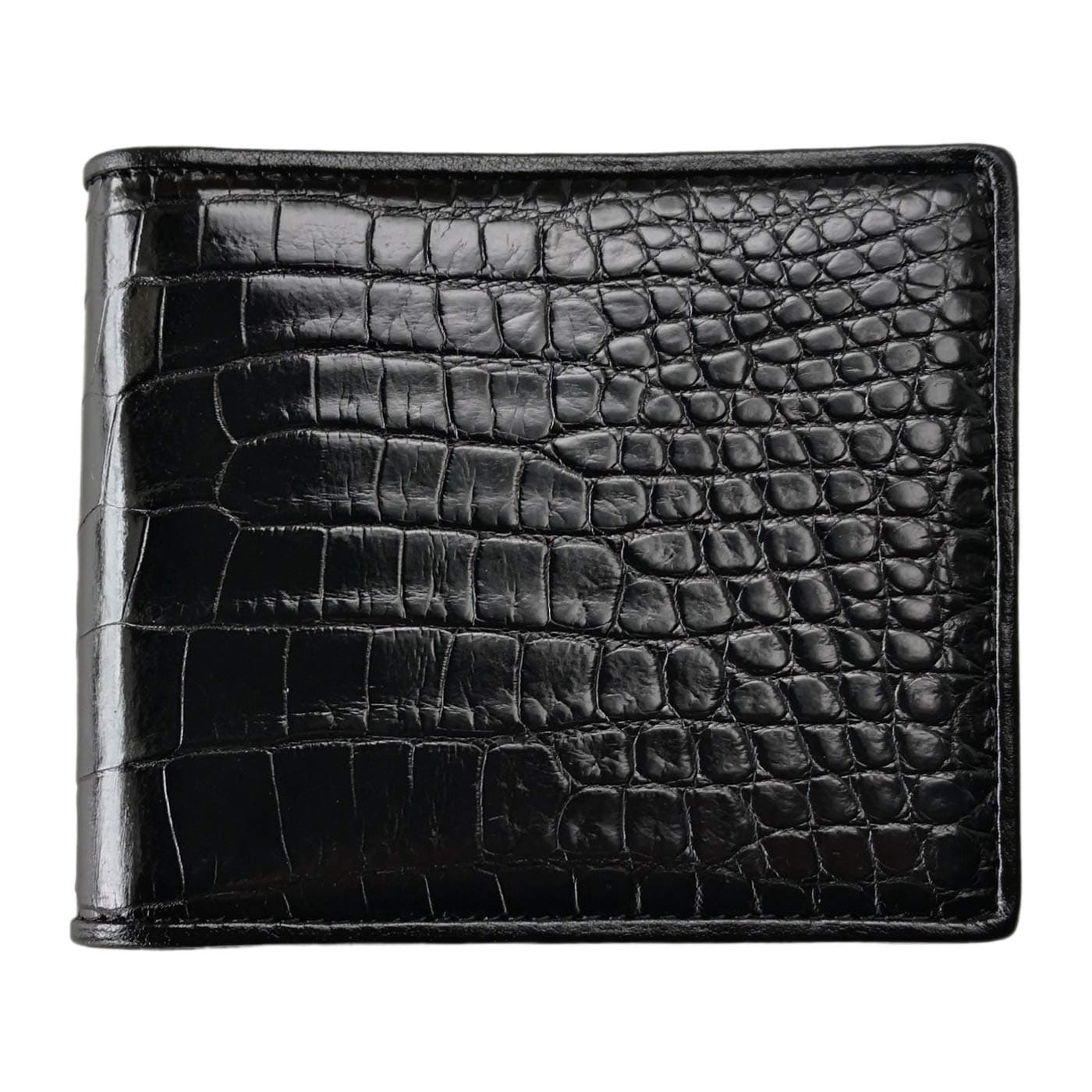 Men's Handmade Crocodile Skin Wallet Genuine Alligator Wallets Birthday Present (Black-Belly-Horizontal)