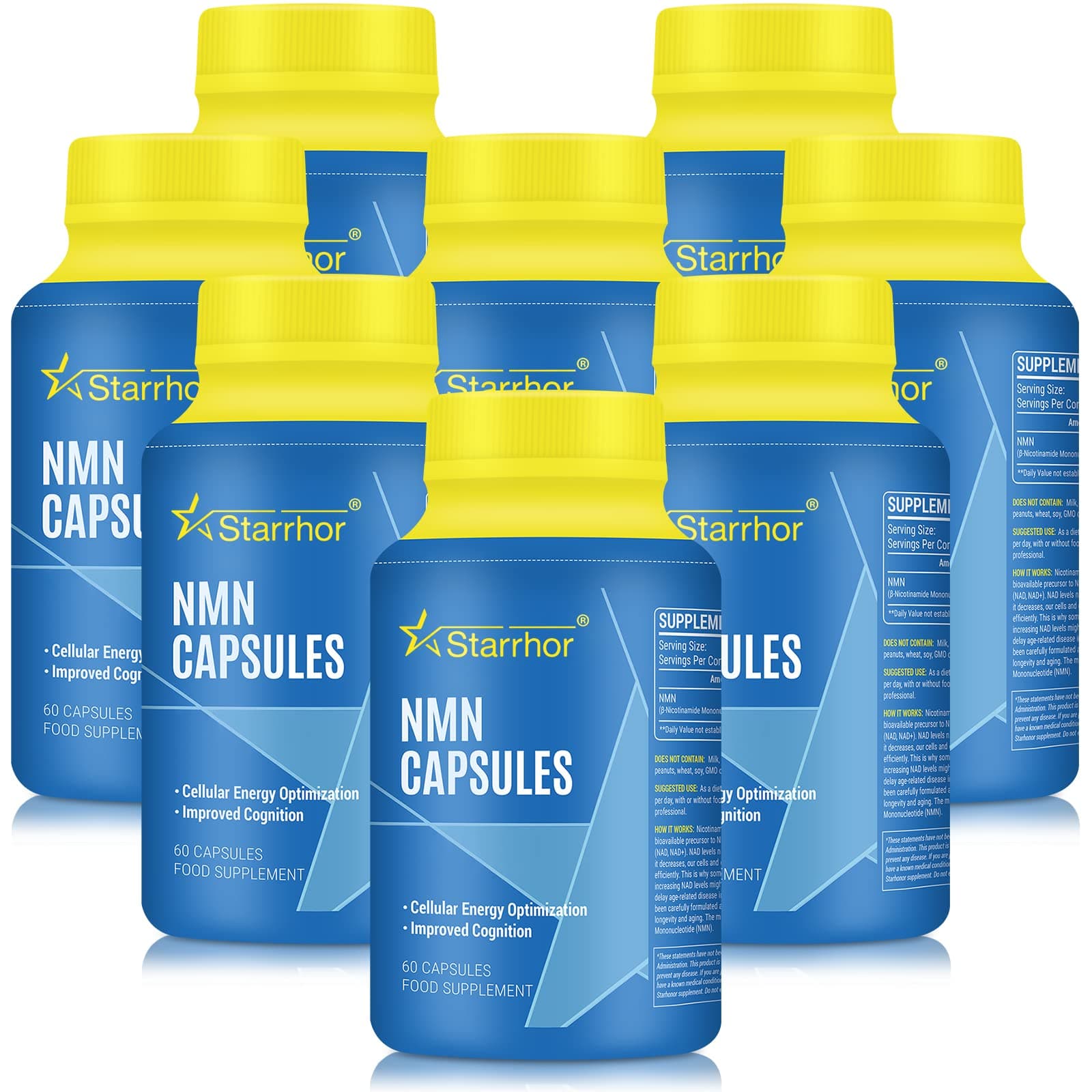 500mg NMN Supplements Highest Strength Capsule, Nicotinamide Mononucleotide - NAD+ Energy Booster & Anti-Aging & Antioxidant, Energy Metabolism, Vegan Friendly 480 Count(Pack of 8)