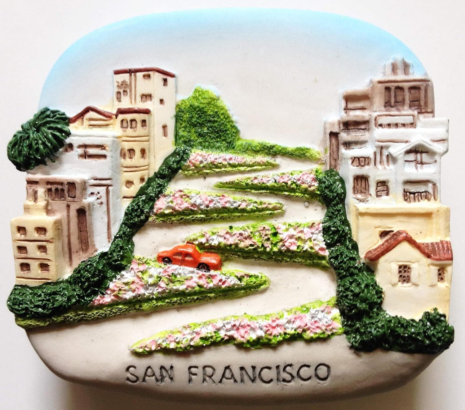WitnyStore Tiny 2½" Lombard Street San Francisco California United States USA - Miniature Hand Made Resin 3D North America Landmark Tourist Attraction Decorative Fridge Magnets Traveler Souvenir Gifts
