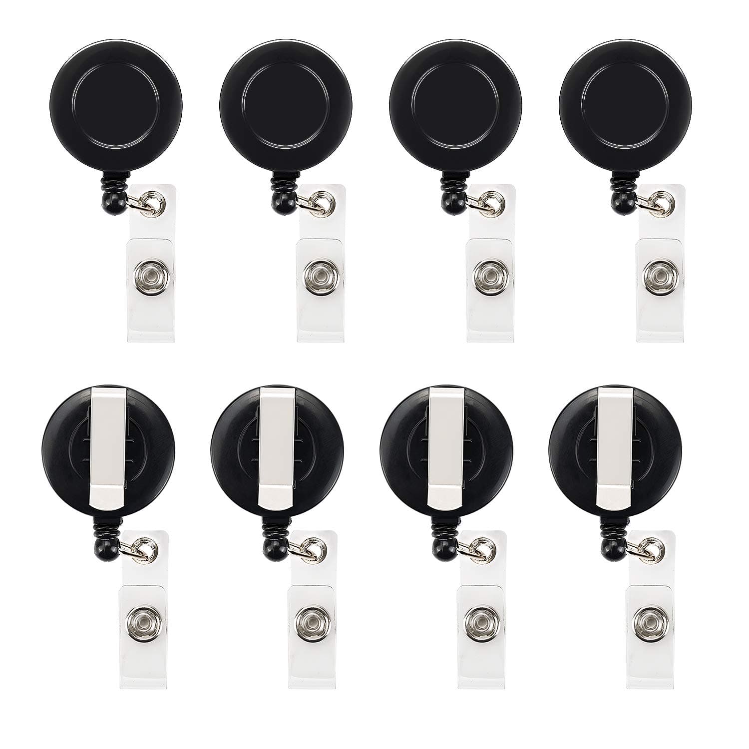 JANYUN 50 Pcs Retractable Badge Reel Clips Holder for Hanging ID Card Name Key Chain (Black)