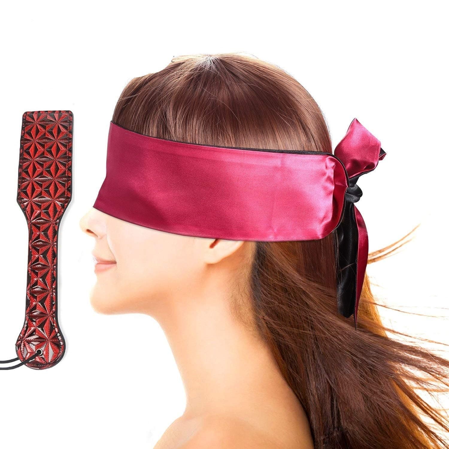 waterlan Red Soft Satin Silk Ribbon Sleep Mask Eye Mask Light Out Travel Flight Favor