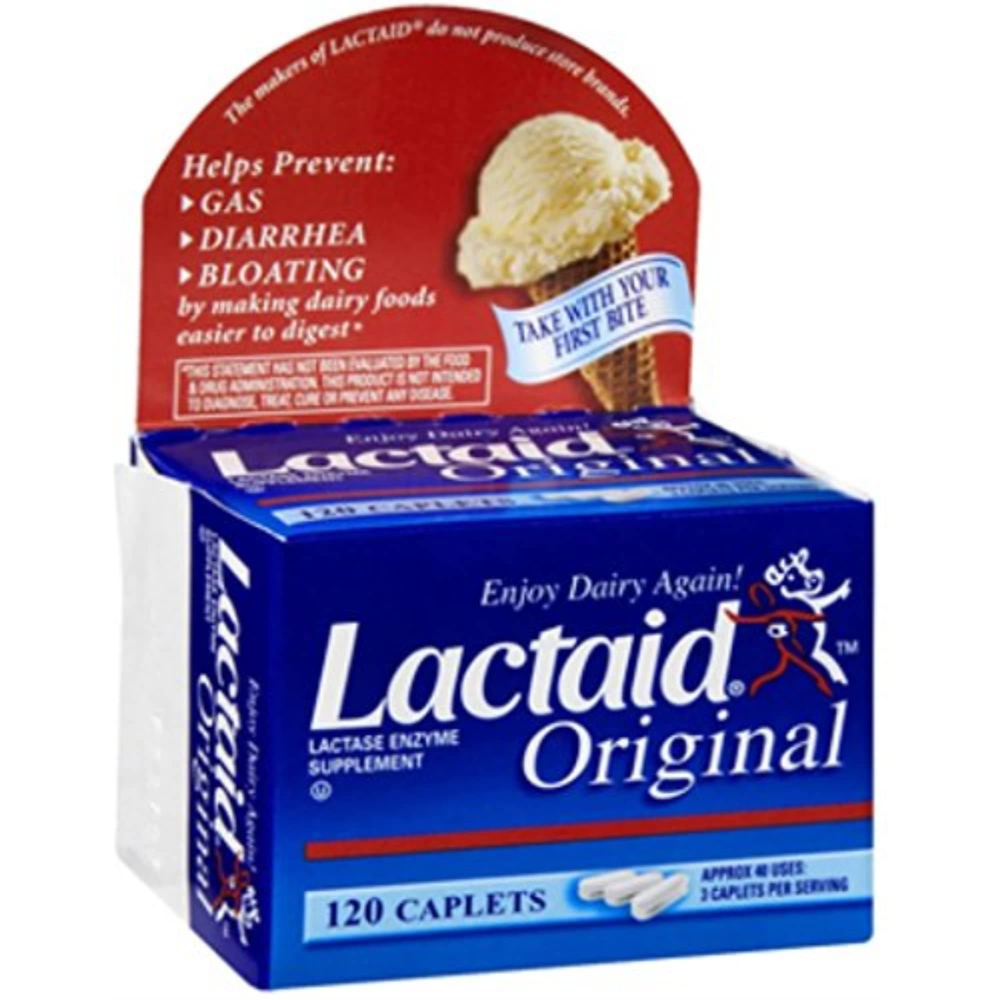 Lactaid Original Lactase Enzyme Supplement Caplets-120ct (Quantity of 2)