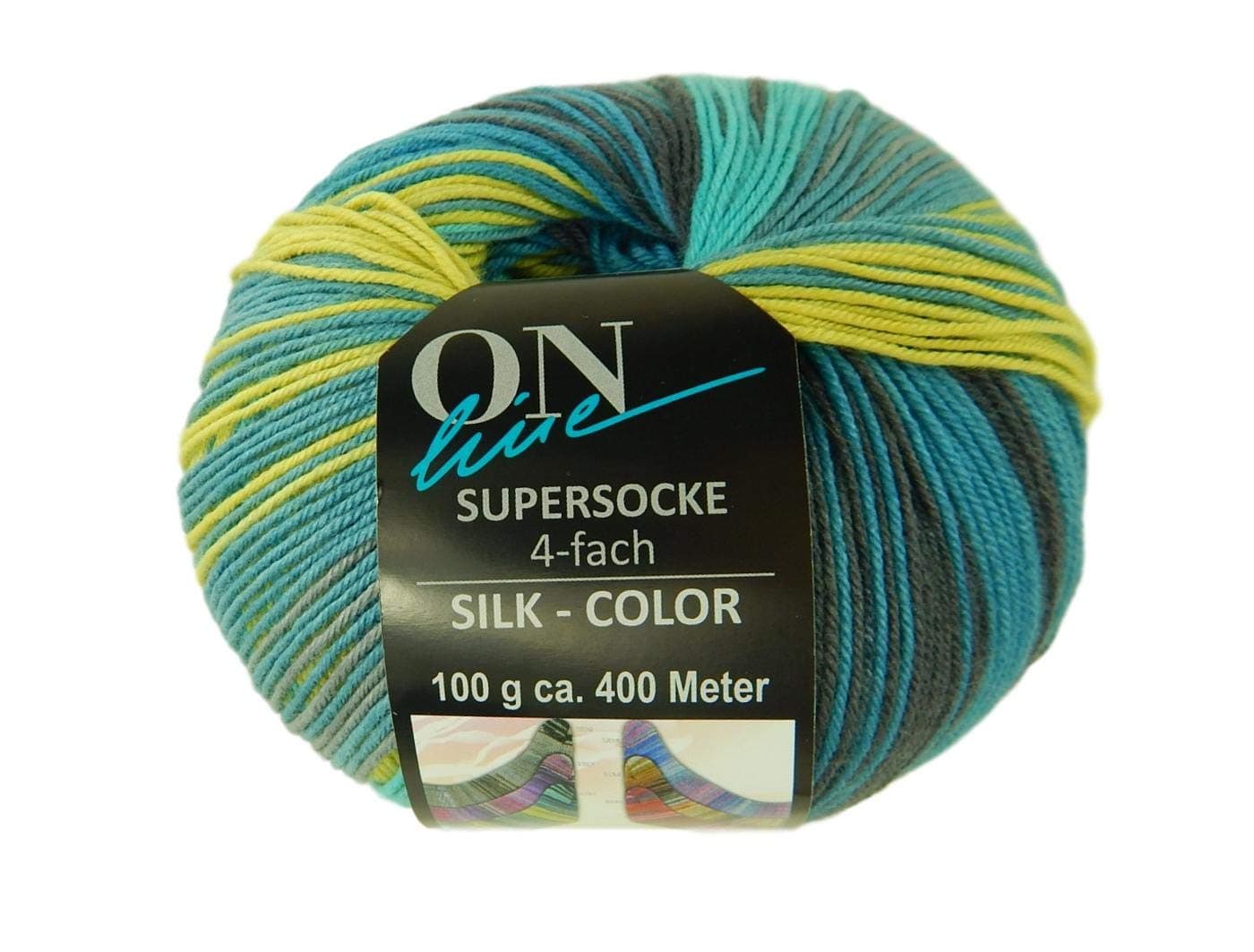 Supersocke Superwash Silk Color Merino Wool Blend Yarn Superfine 4-Ply 437 Yards 3.5 Ounces