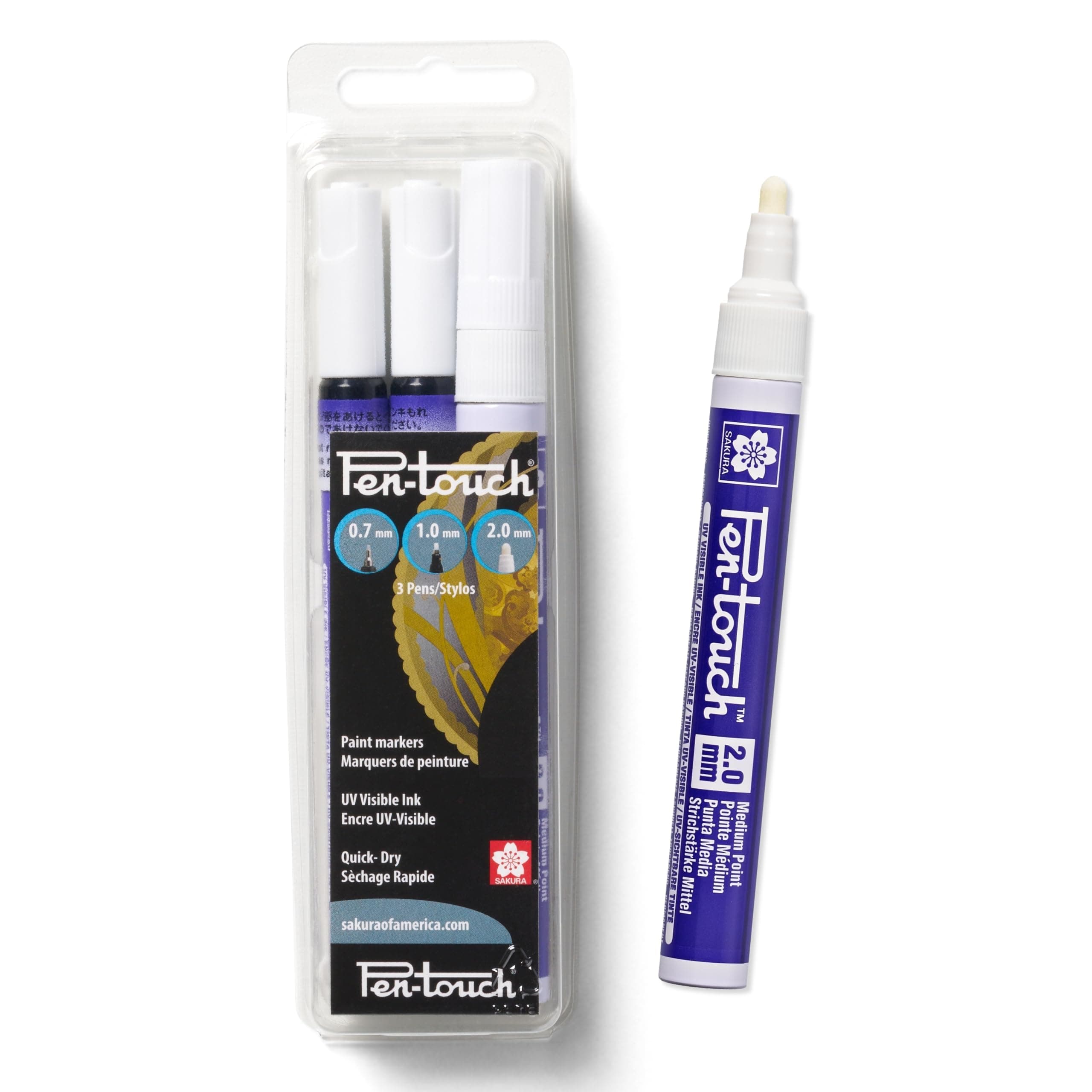 SAKURA Pen-touch UV Paint Markers, Ass't Tips, 3 PK #42000