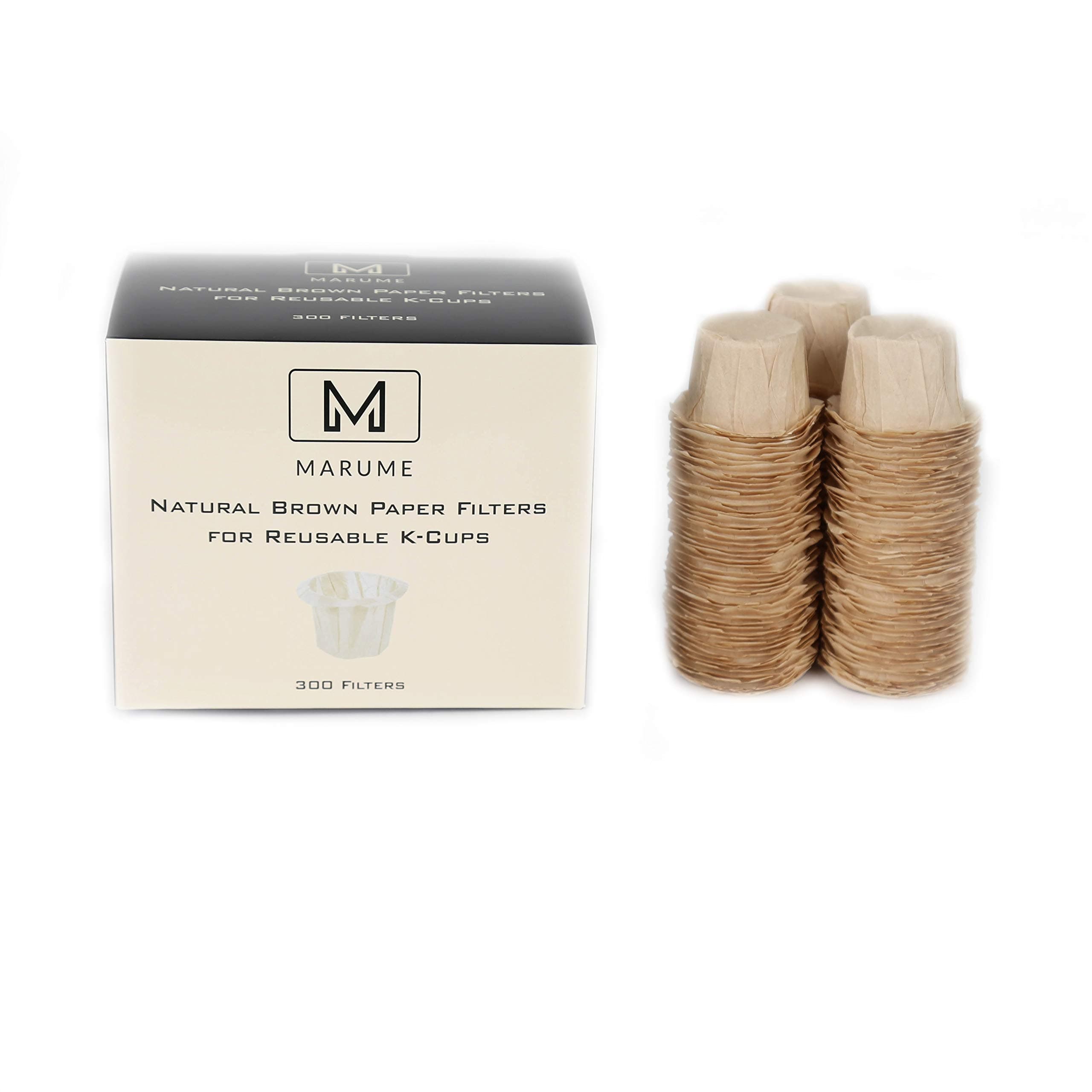 300 Paper Filters with Lid for Reusable K-Cups for Use in Keurig Coffee Brewers - Simple Cups, EZ-Cups, EkoBrew (Natural Brown No Lid)… (Natural Brown (No Lid))