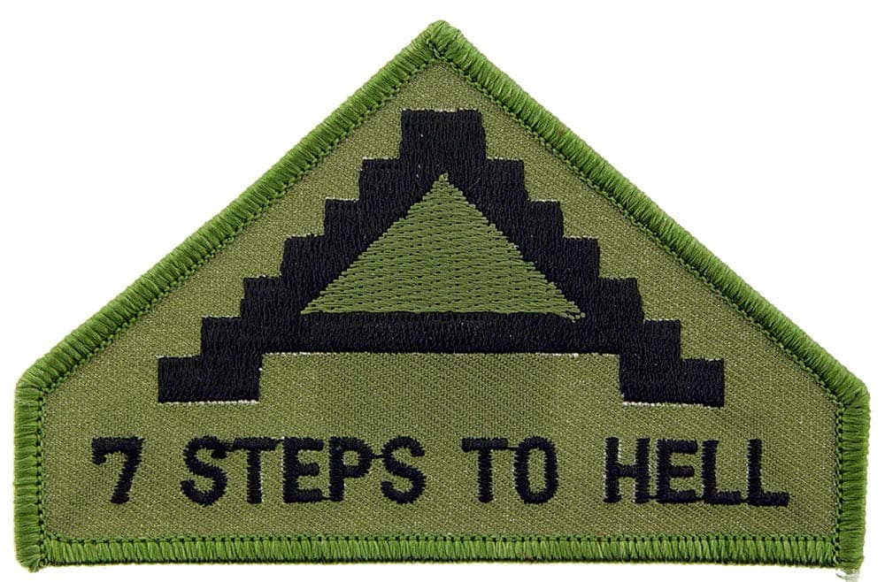 United States Army Armies Patch,7th Army 7 Steps to Hell Subdued Woodland/Green, with Iron-On Adhesive