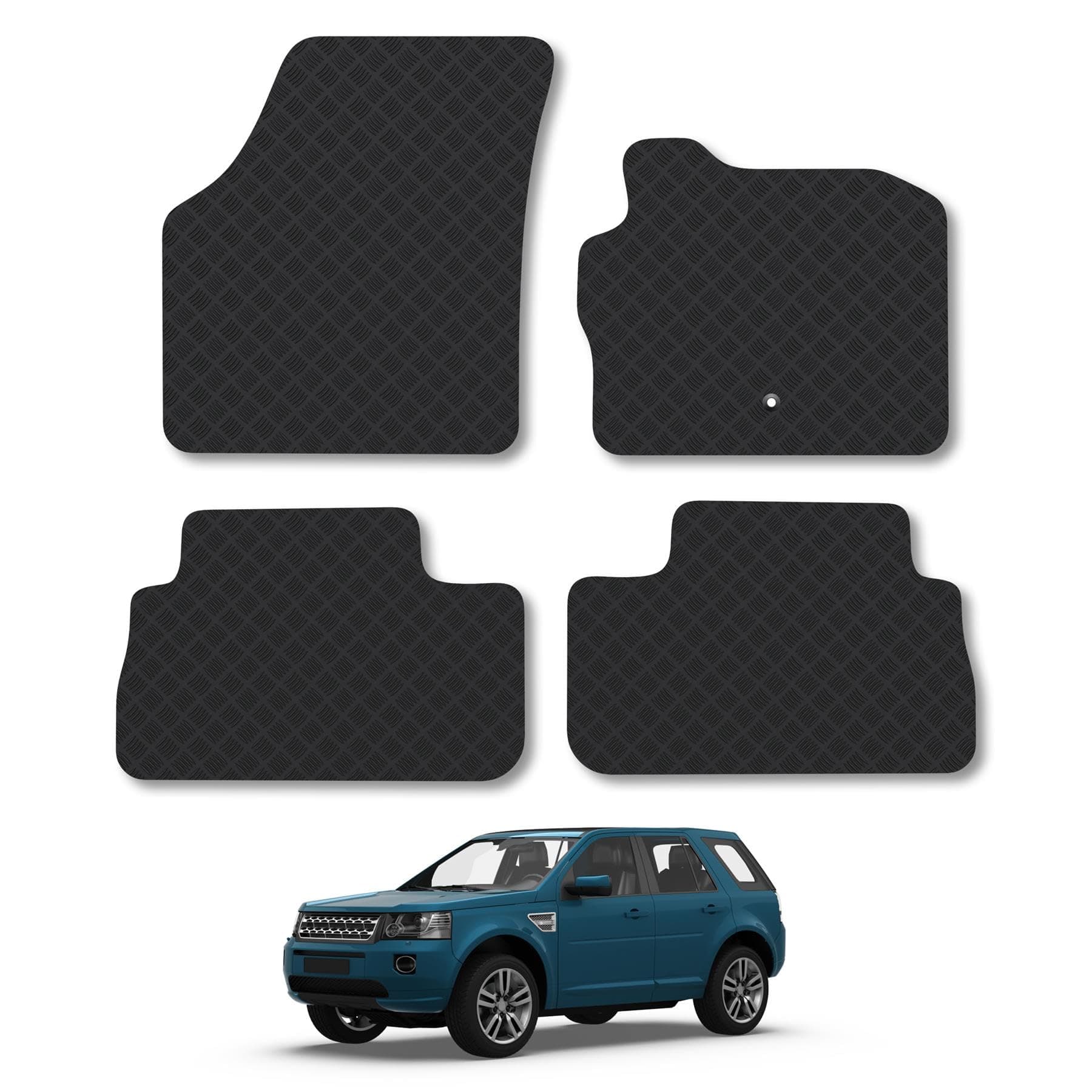 Rubber Car Mats Compatible with Land Rover Freelander (2006-2013) Tailored Fit Car Floor Mats Set Accessory Custom Fit Anti-Slip Backing Heavy-Duty Waterproof Easy-Clean Durable All Weather