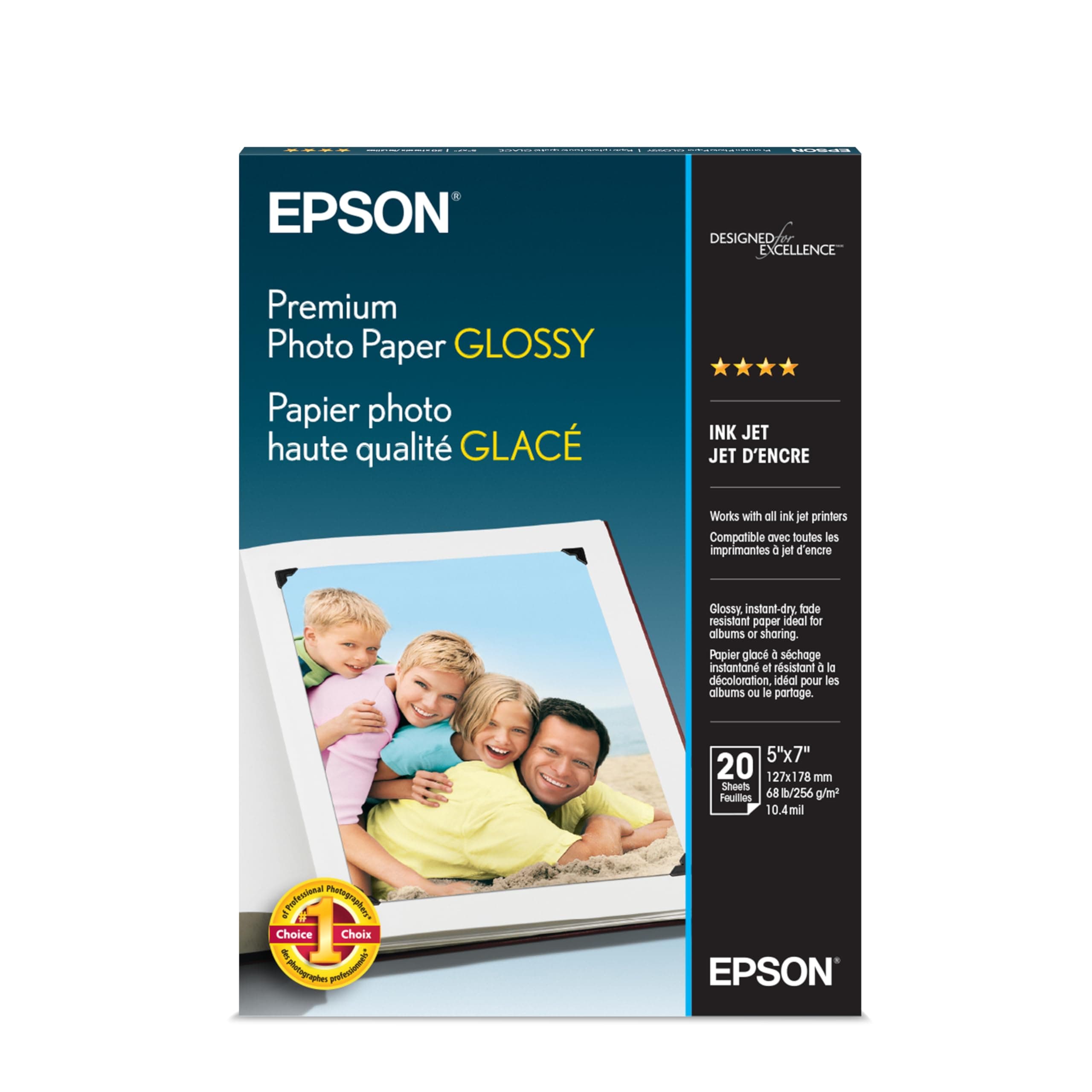S041464 Premium Photo Paper, 68 lbs., High-Gloss, 5 x 7 (Pack of 20 Sheets)