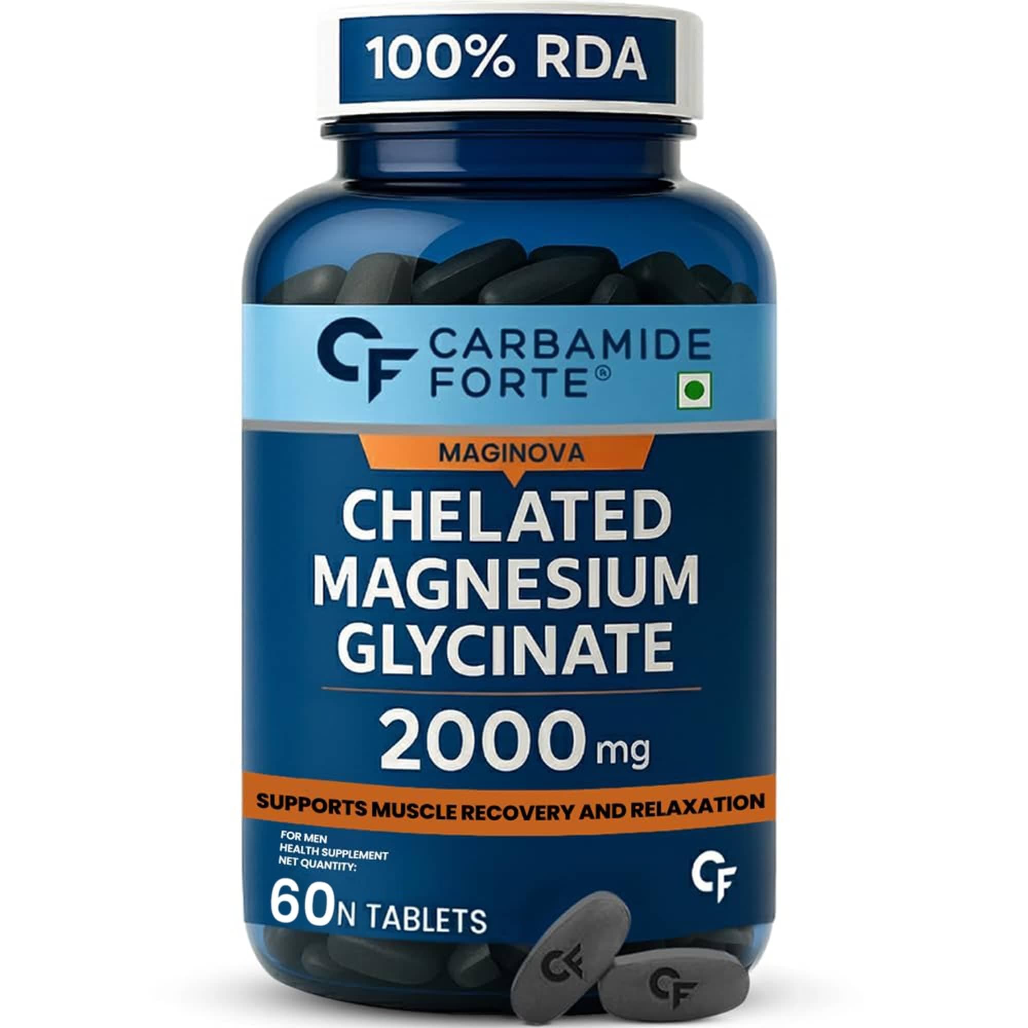 - Carbamide Forte Chelated Magnesium Glycinate Supplement 2000mg Per Serving | Magnesium Supplement Supports Muscle Recovery & Better Sleep - 60 Veg Tablets
