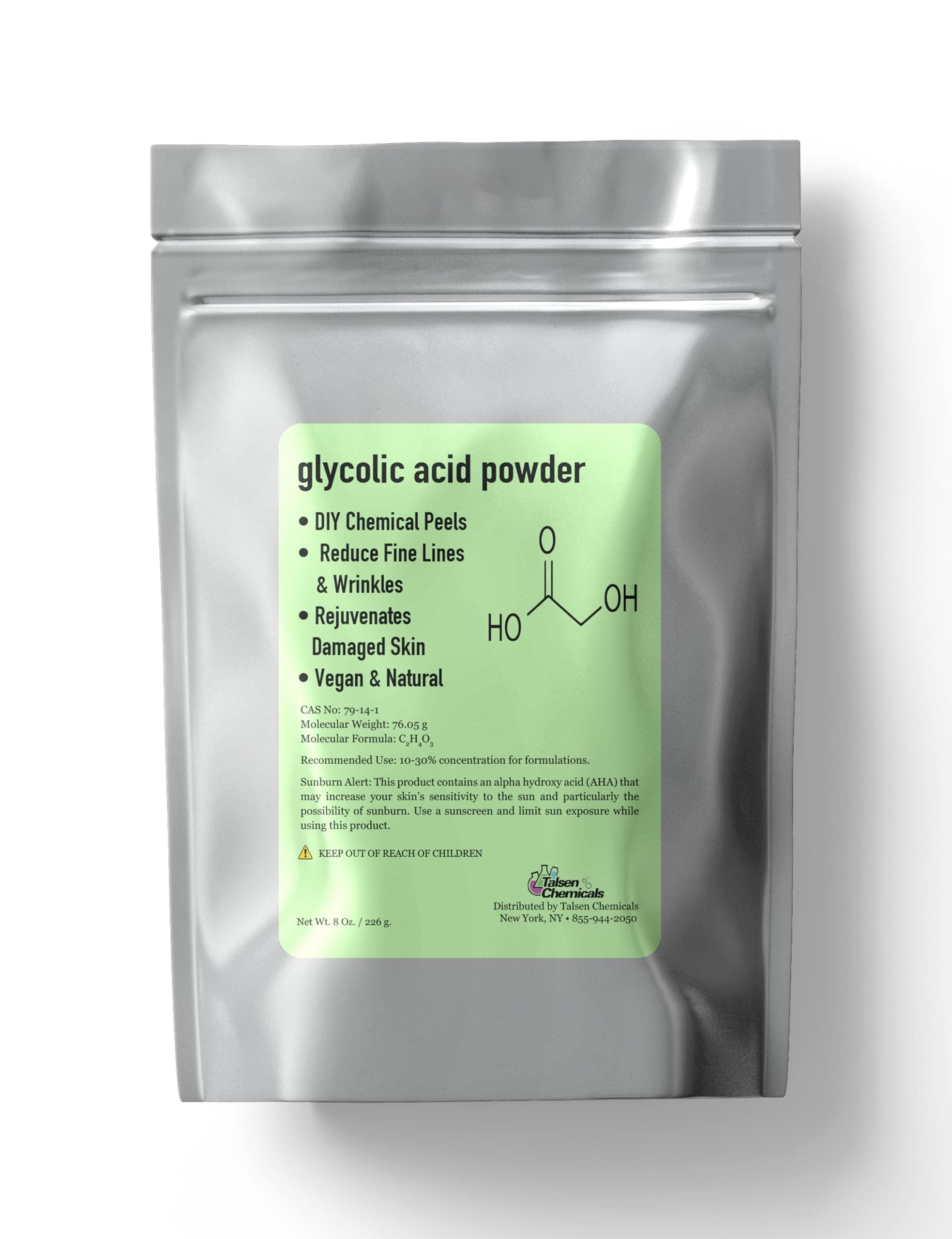 Glycolic Acid Powder DIY Glycolic Crystal Powder is Pure, DIY (8 Oz/226 grams) for Glycolic Acid Face Wash, Glycolic Acid Lotion
