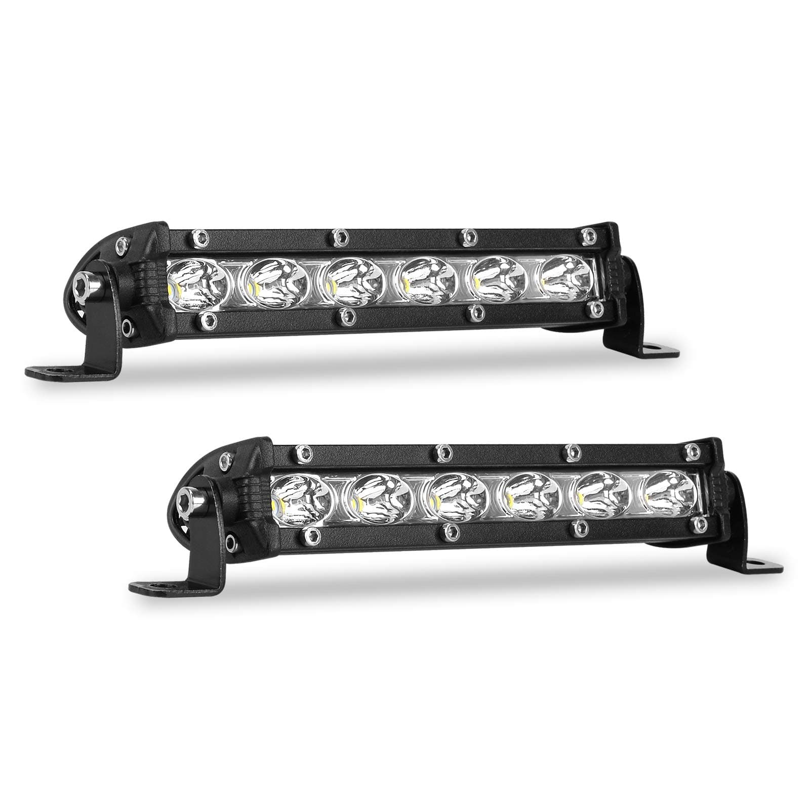 7 Inch Single Row Led Light Bar Pods - BEAMCORN Ultra-Slim 60W 10000 Lumens Waterproof Driving Fog Light Combo Flood Spot Lights for Trucks Off Road ATV UTV SUV Golfcart 2-Pack