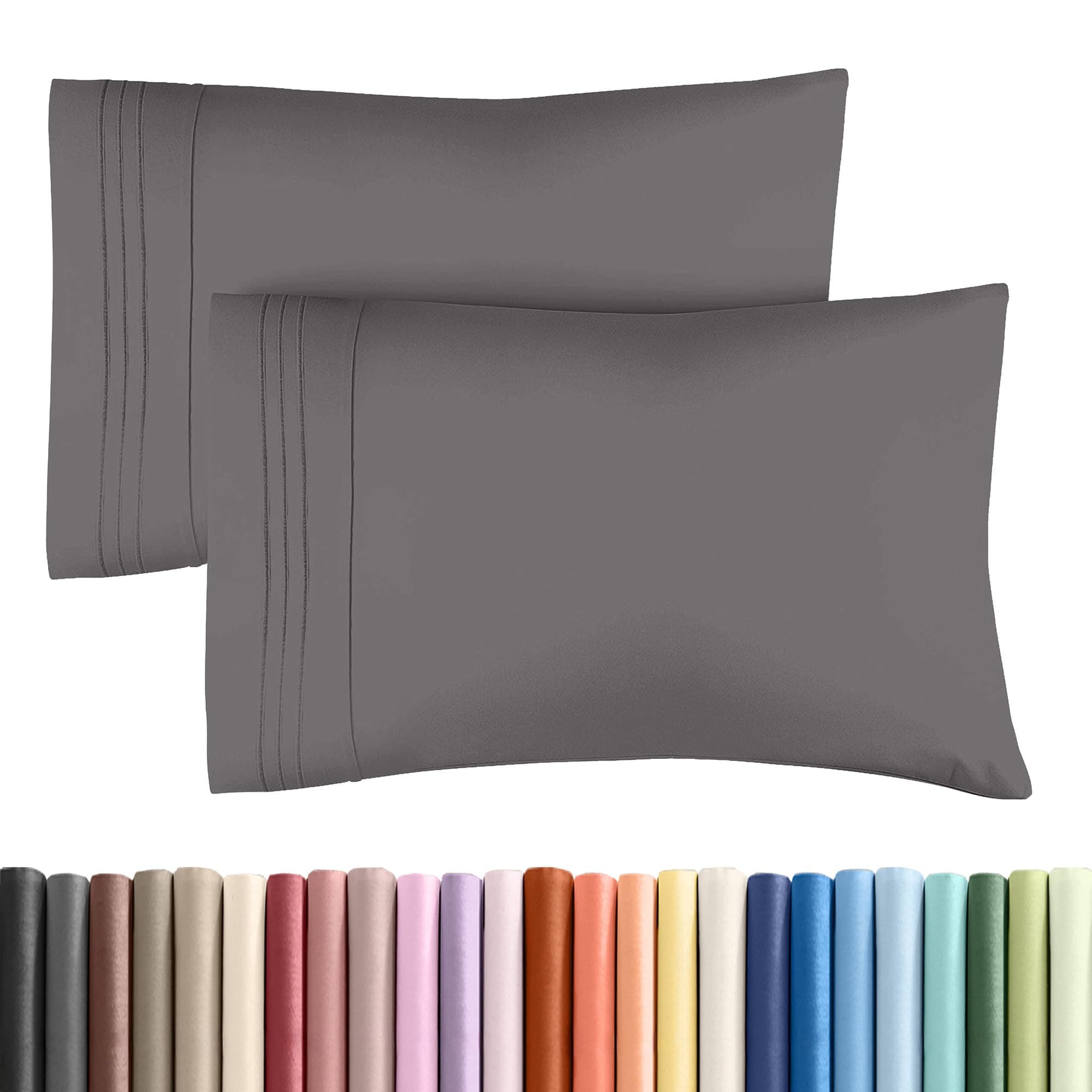 King Pillow Cases Set of 2 - Ultra Soft Hotel Quality Pillowcase Covers - Comfy, Cozy & Wrinkle Free - Shrinkage, Stain & Fade Resistant - Machine Washable Pillow Protectors - 2 Piece Set - Dark Grey