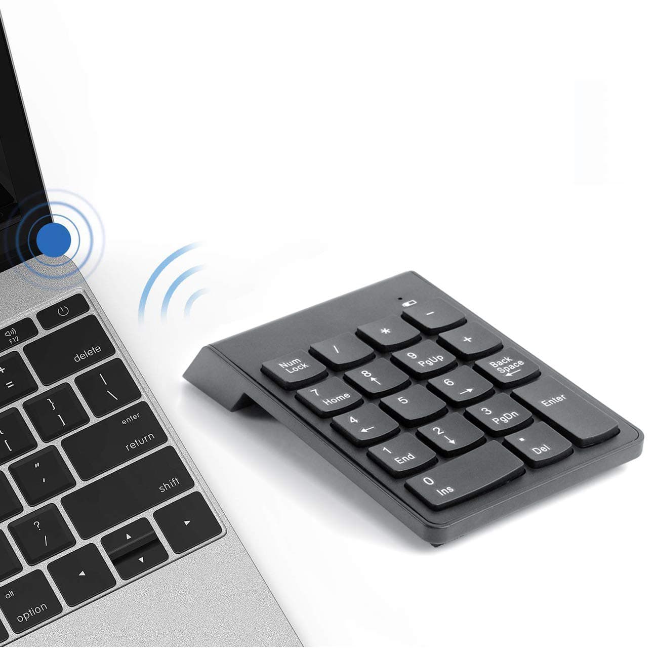 Numeric Keypad with 18 Keys, Wireless Number Pad with 2.4G USB Receiver, Slim Compact for Laptop Notebook Desktop PC Windows