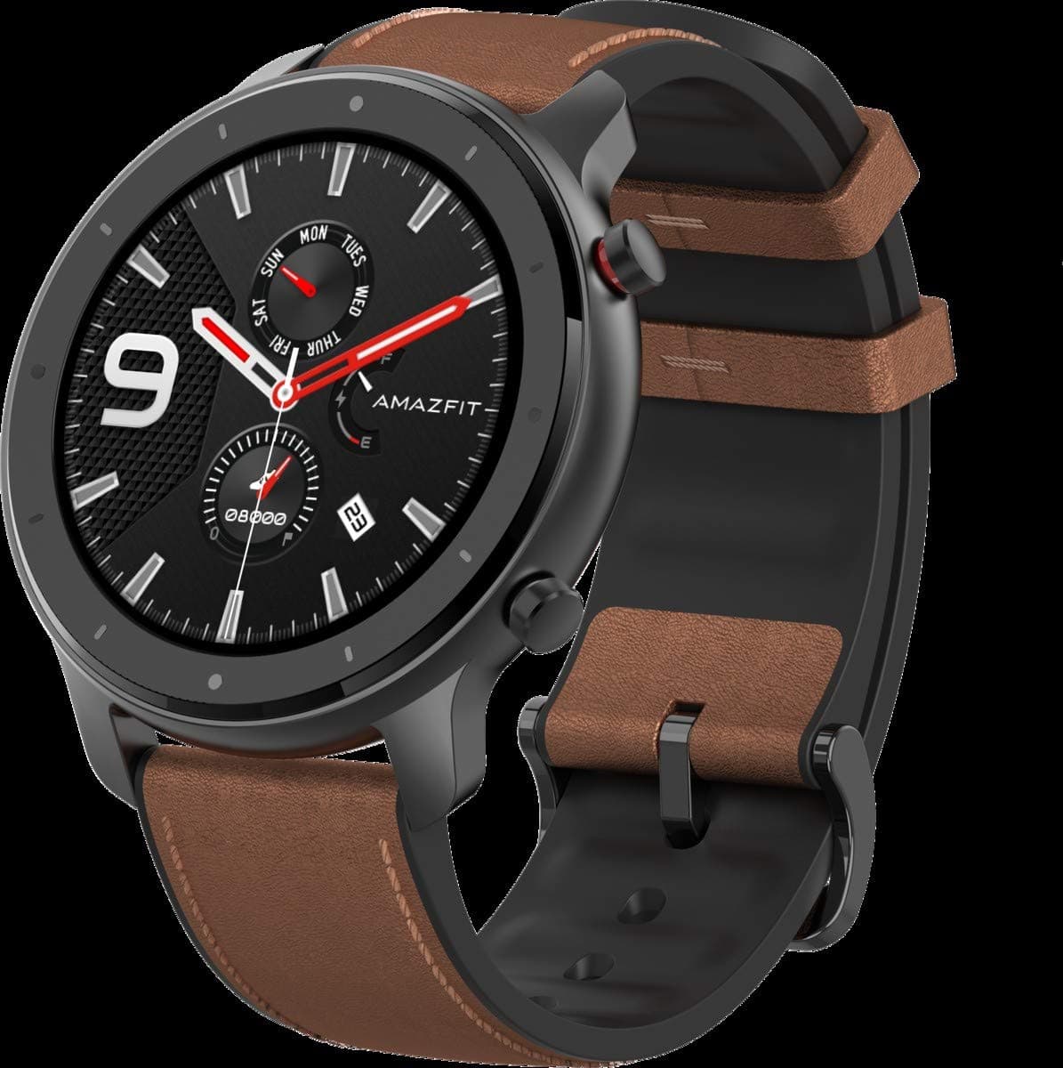 Amazfit Huami GTR 47mm Smartwatch - Aluminium - Leder-silicone bracelet - brown