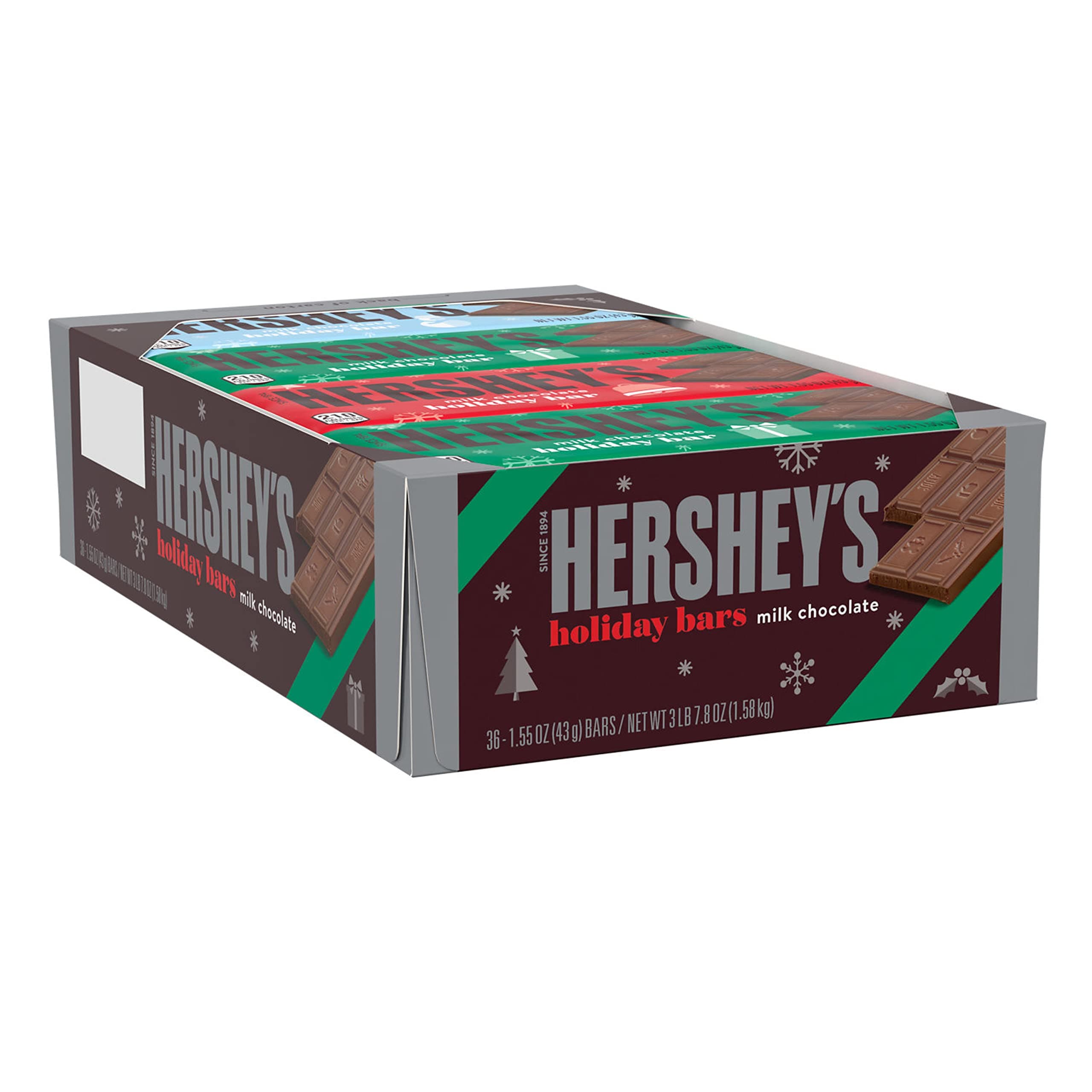 HERSHEY'SMilk Chocolate Holiday Candy, Bulk, Christmas, 1.55 oz Bars (36 Count)