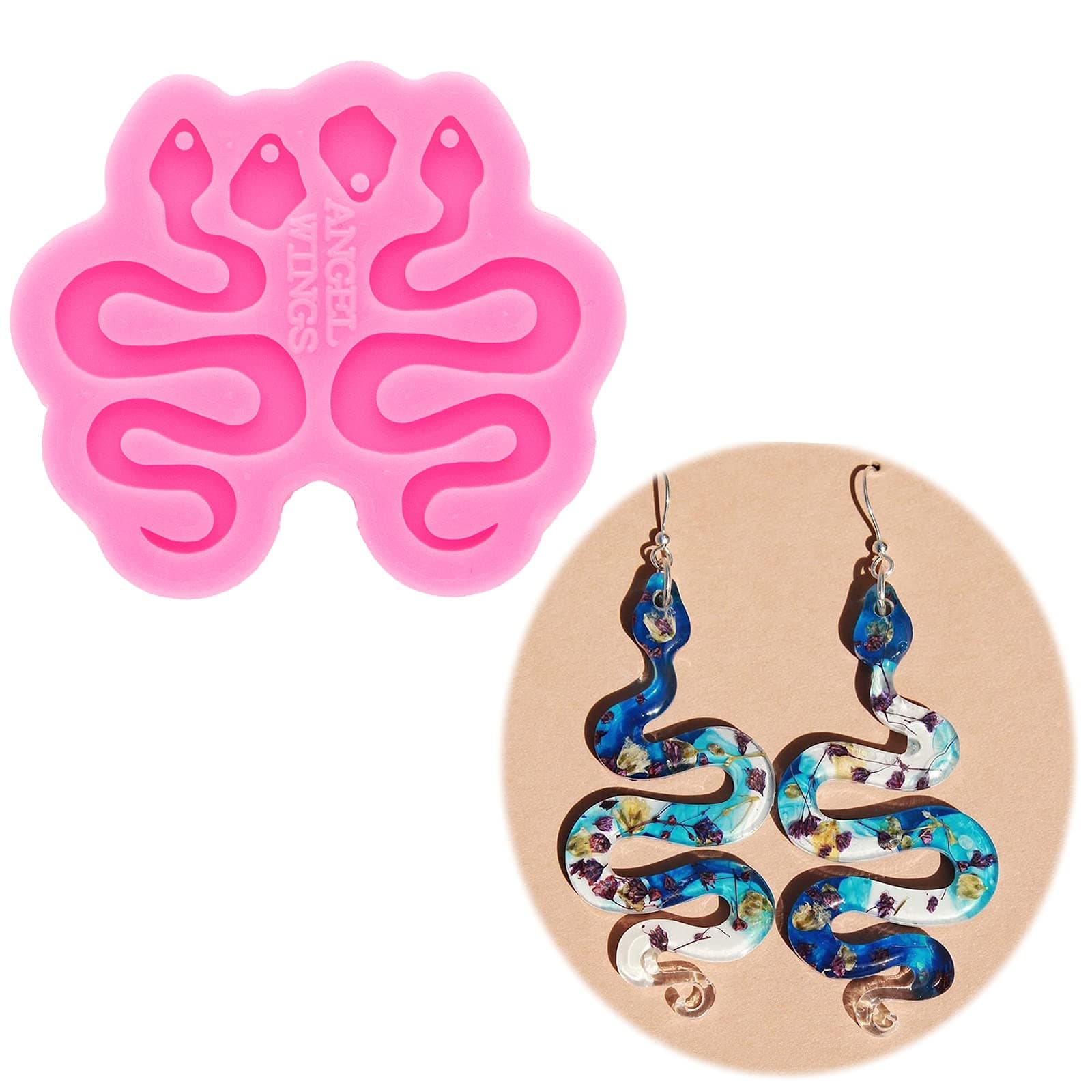 Angel Wings Snake Shape Earring Resin Mold with Hole Earring Jewelry DIY Epoxy Mould Decoration Keychain Mold Size S