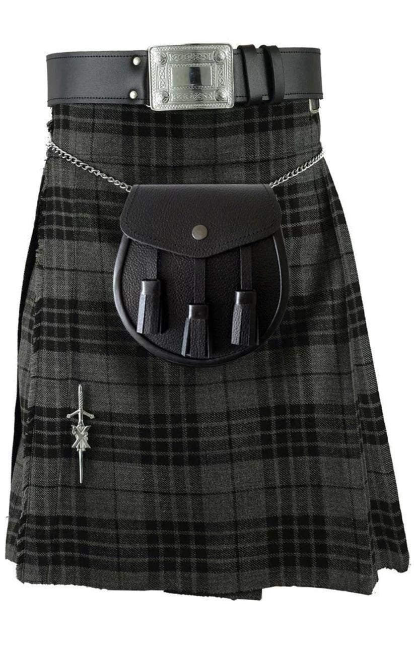 TidoneamGrey Watch Tartan Traditional Kilt Set with Kilts Sporran Belt Buckle Pin (34)