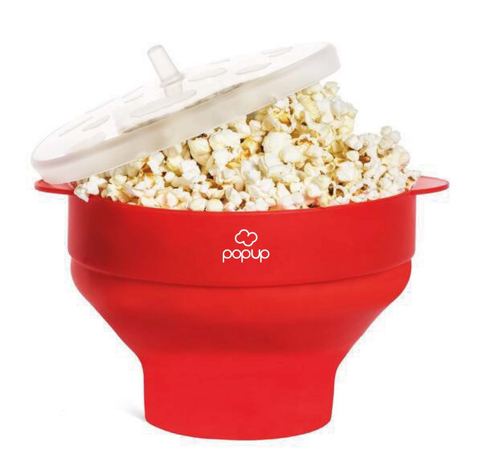 Richard Bergendi PoPuP Microwave Popcorn Popper with Convenient Handles, Silicone Popcorn Maker, Collapsible Bowl with Lid