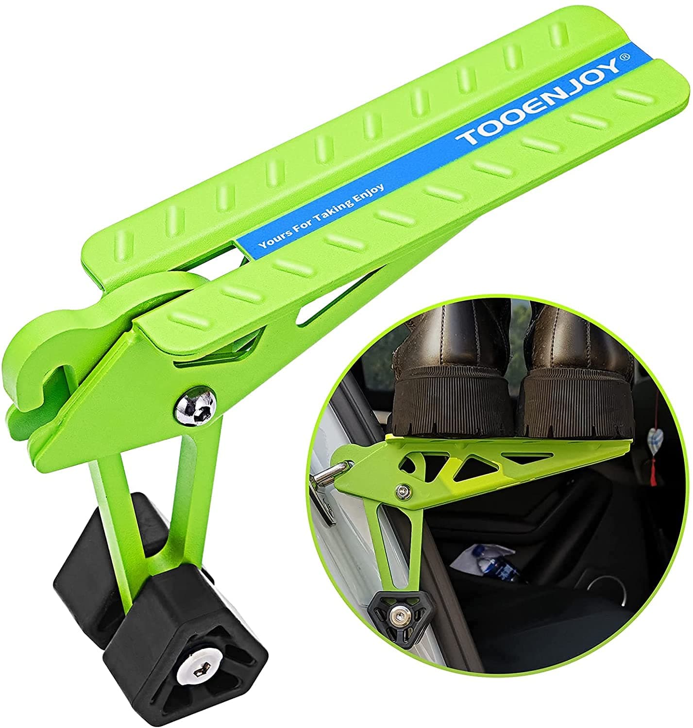 TOOENJOY Car Door Step Universal Fit, Car Doorstep Up Hook Foldable Car Pedal on Door Latch, Easy Access to Rooftop Car Roof for Most Car, SUV, Truck, Max Load 400 lbs, Supports Both Feet(Green)