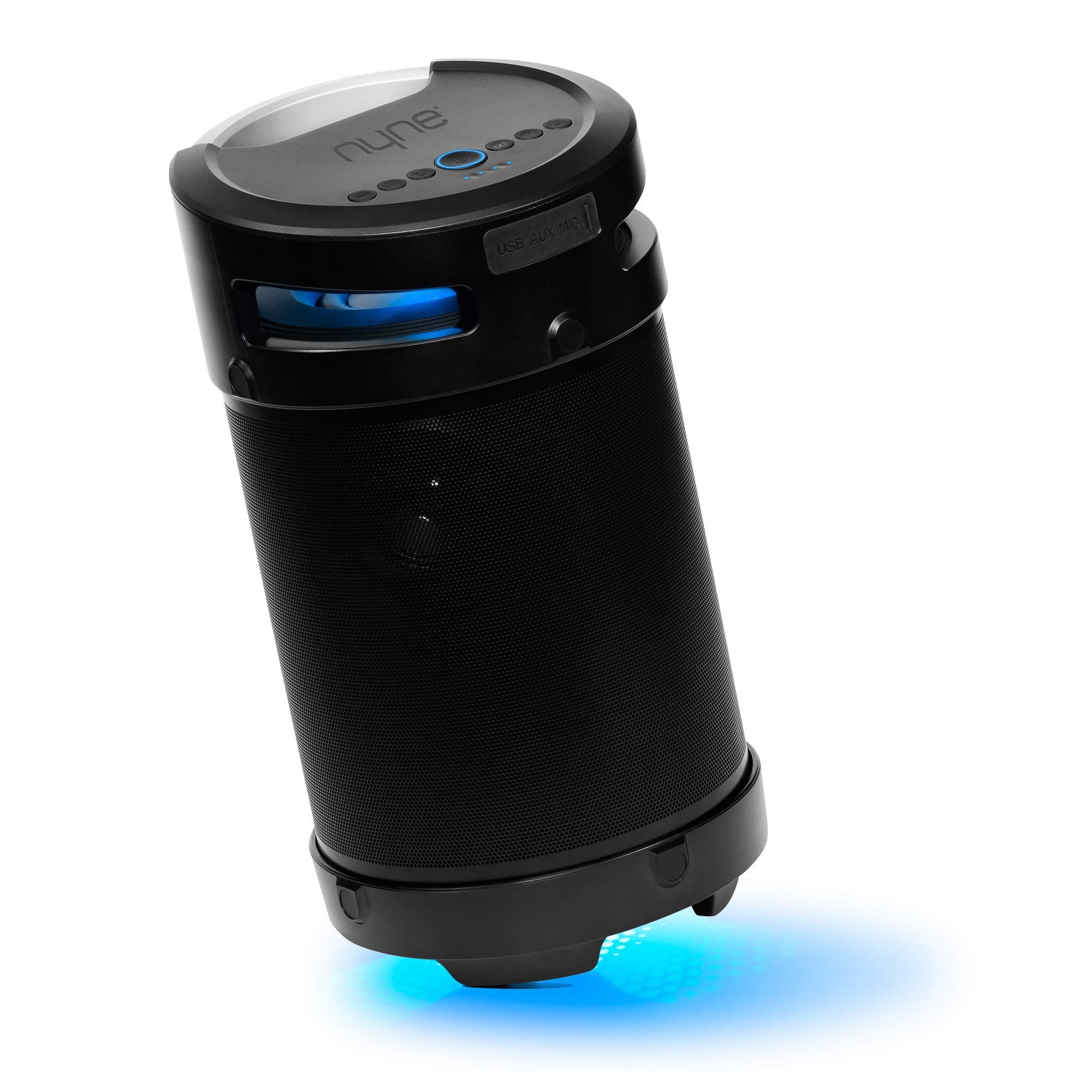 Nyne Nitro - Portable Weatherproof Bluetooth Speaker – Wireless, USB, Built-in Battery, Multi Color Illumination, 6 Hours of Play Time at 50 Percent Volume, Use Outdoor Vacation Beach Hiking Shower