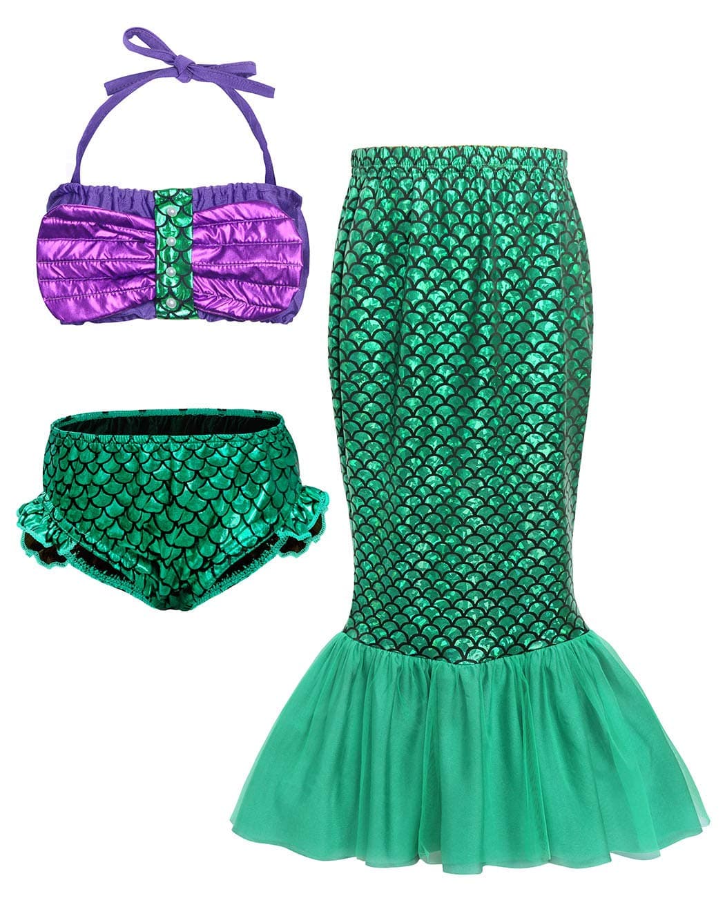 HenzWorldLittle Kids Mermaid Costume Swimsuit Dress Up Tankinis Set Princess Cosplay Birthday Party Pool Bathing Suits