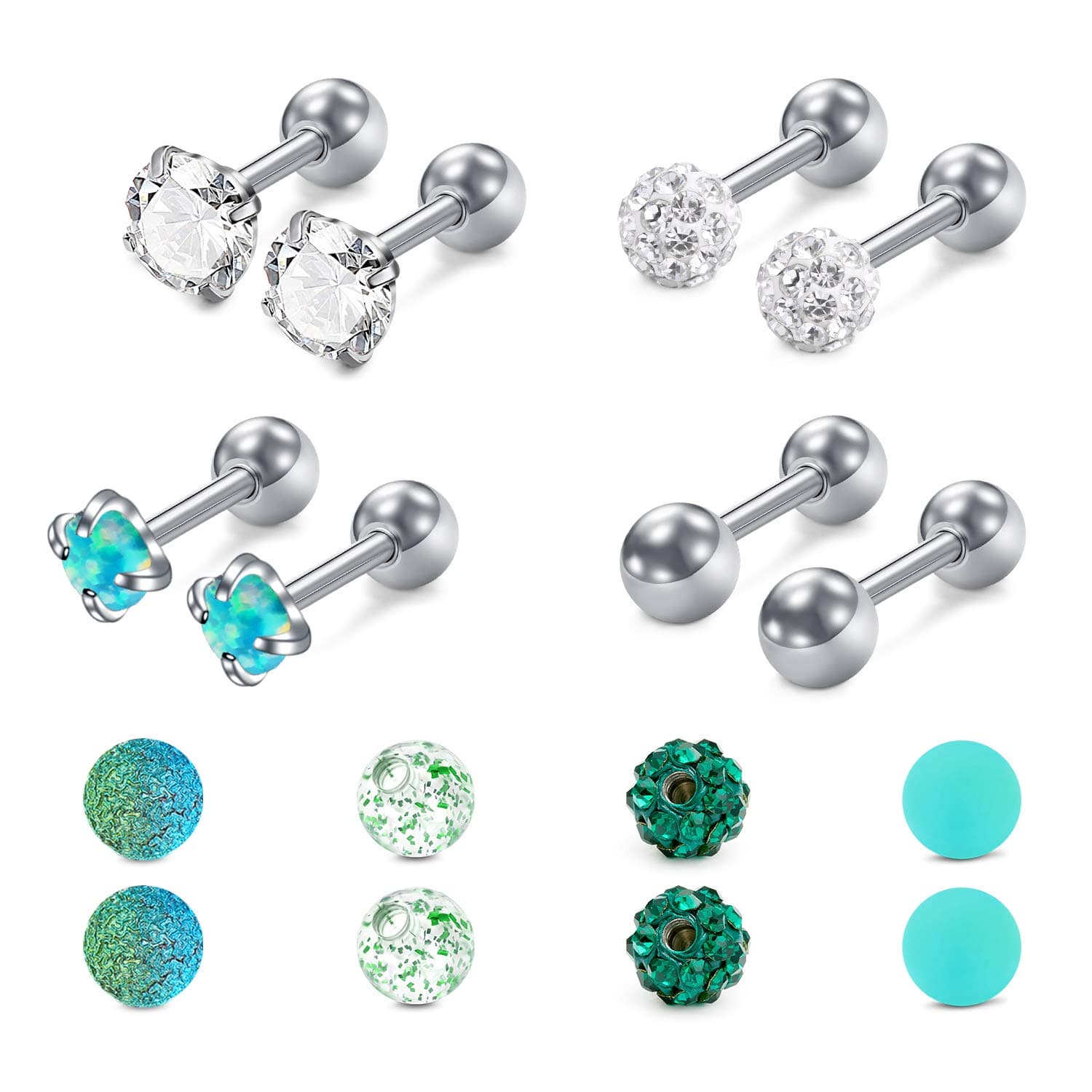 Mayhoop16g Cartilage Stud Hoop Tragus Piercing Jewelry - Forward Helix, Rook, Daith, Conch Earrings - Stainless Steel