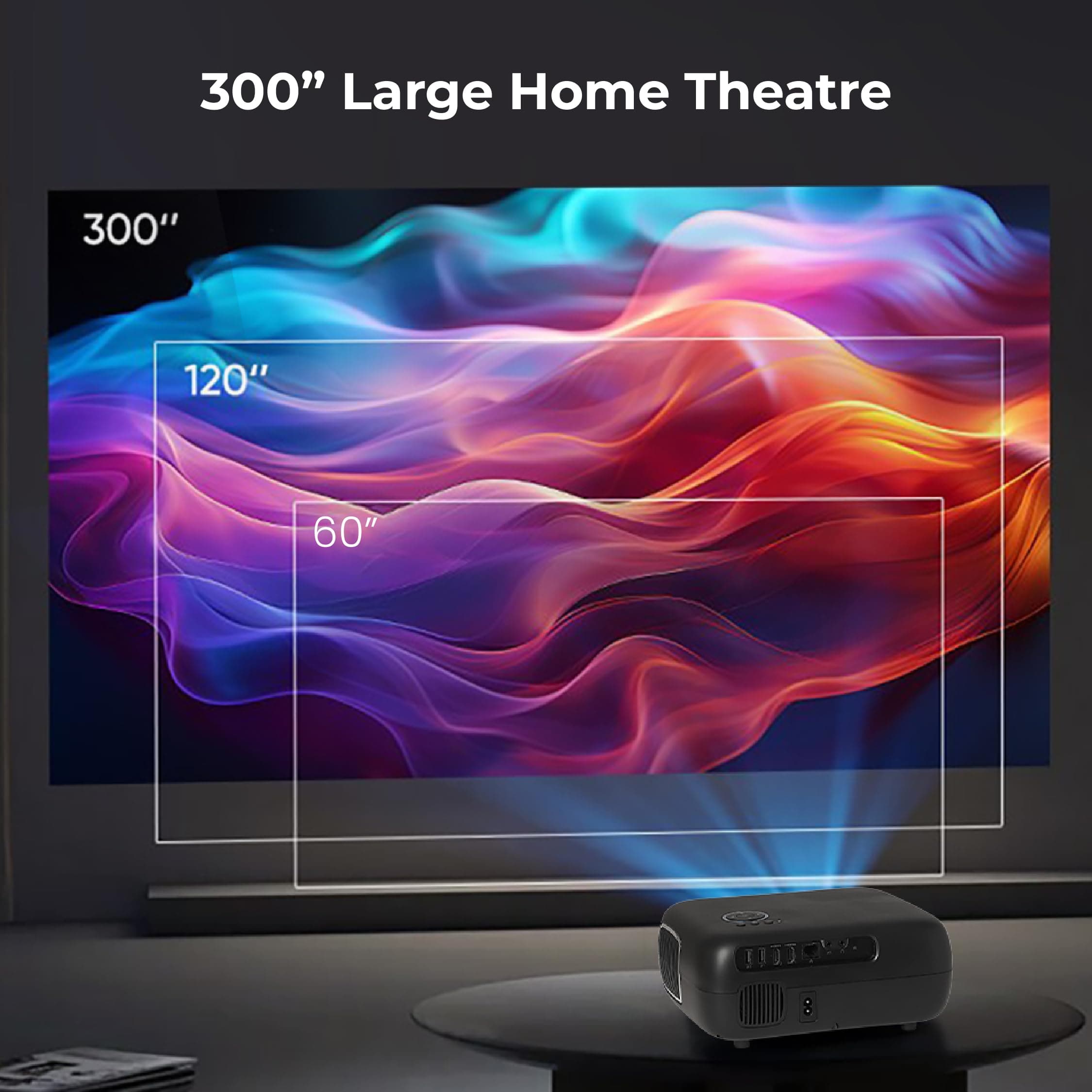 EGate Projector • Automatic & Smart • Native 1080P Full HD WiFi Bluetooth • 12900 Lumens Portable Outdoor Movie Projector • Compatible with Laptop, Smartphone, TV Stick, PS5 • Auto Focus Auto Keystone