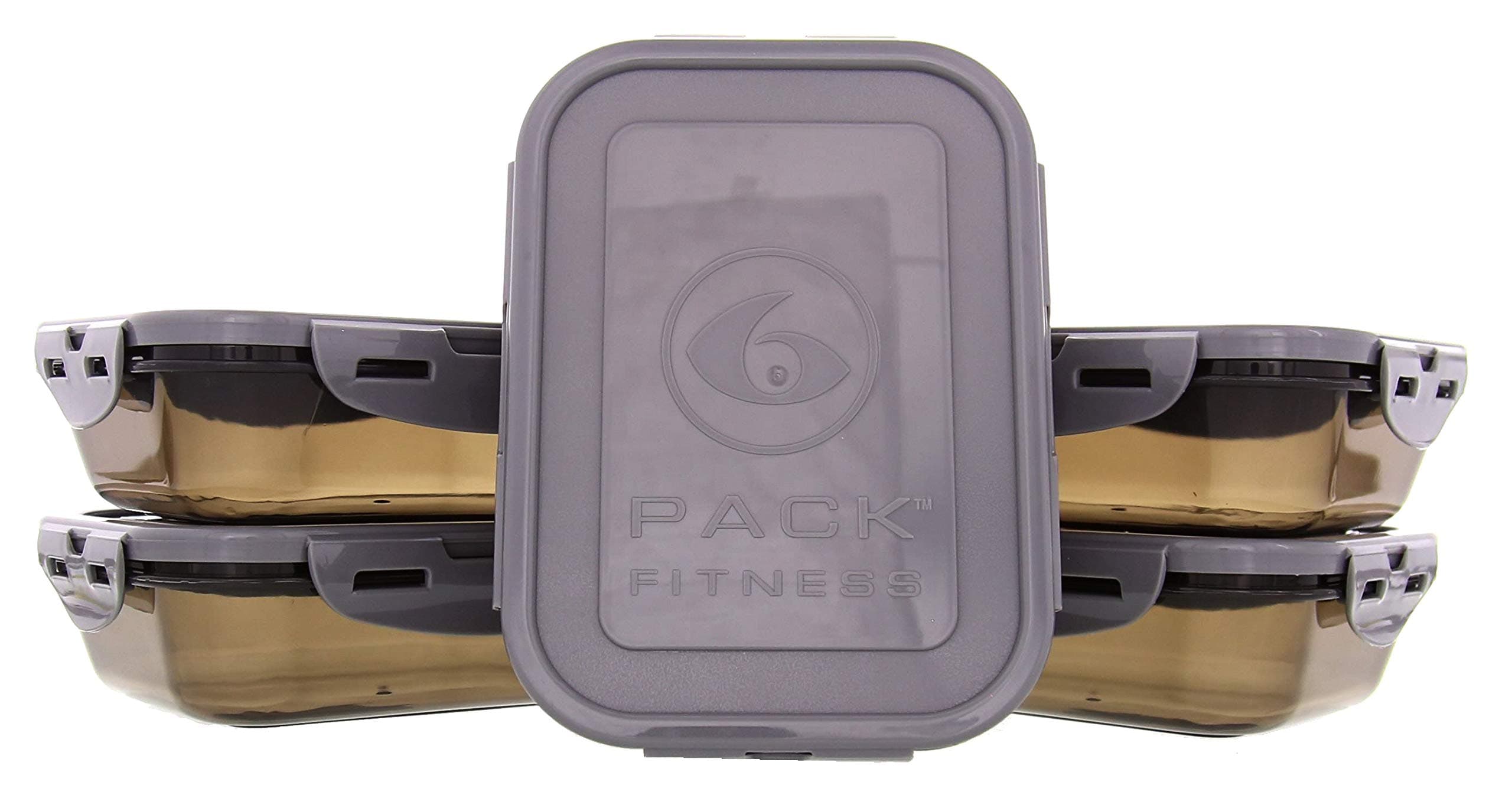 6 Pack Fitness Sure Seal Meal Prep Containers Set of 5 20oz (Grey/Black)