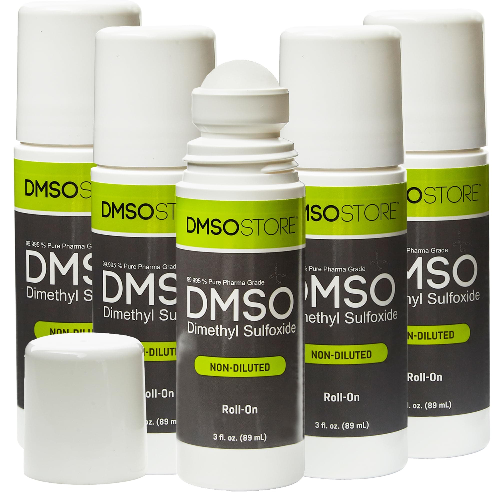 DMSO 3oz Roll On 5 Pack Special 99.995% Low-Odor Pharma Grade Liquid BPA Free Containers