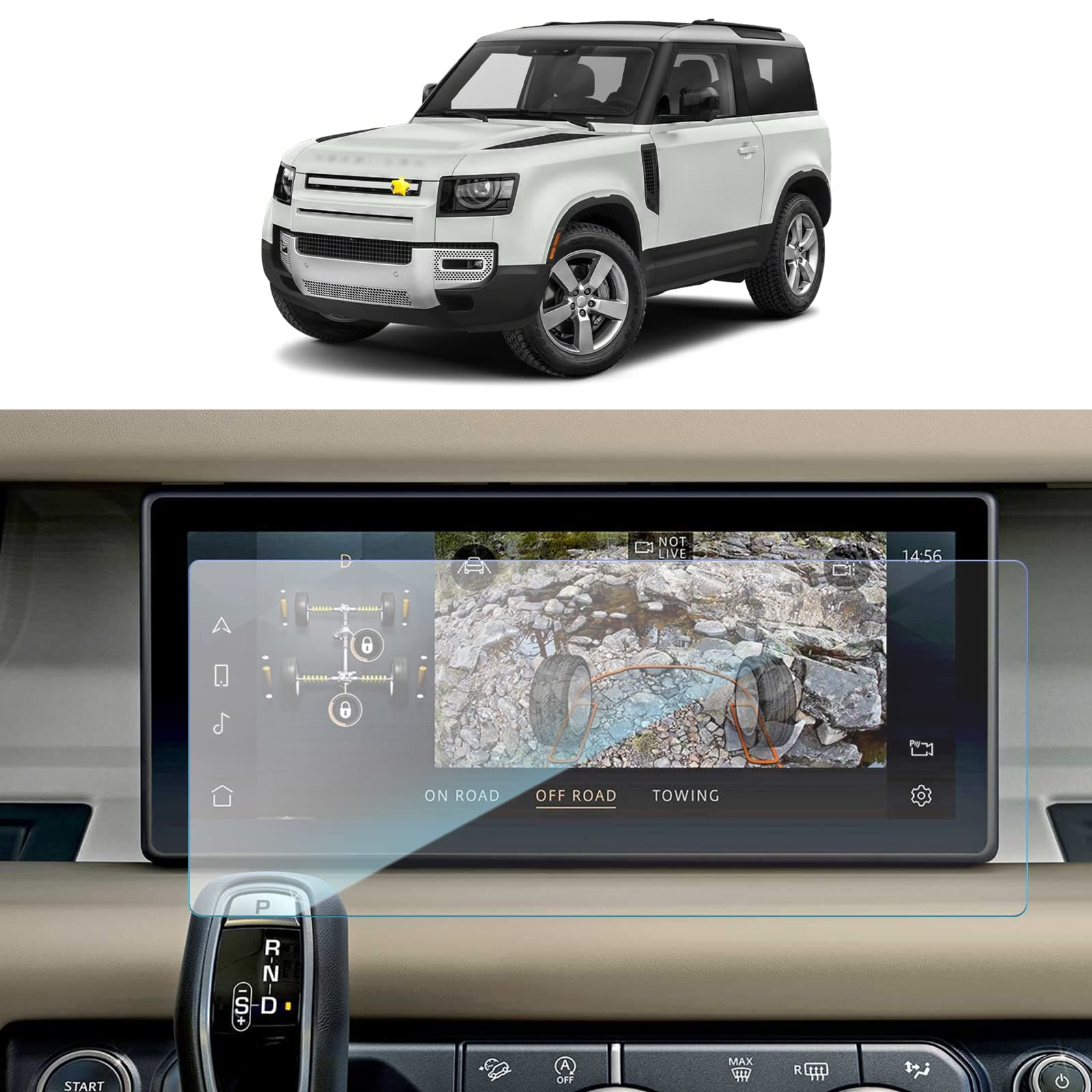 Screen Protector for 2020-2022 Land Rover Defender 90 110 10 Inch Navigation Display Tempered Glass 9H Hardness Anti Scratch & Glare HD Clear