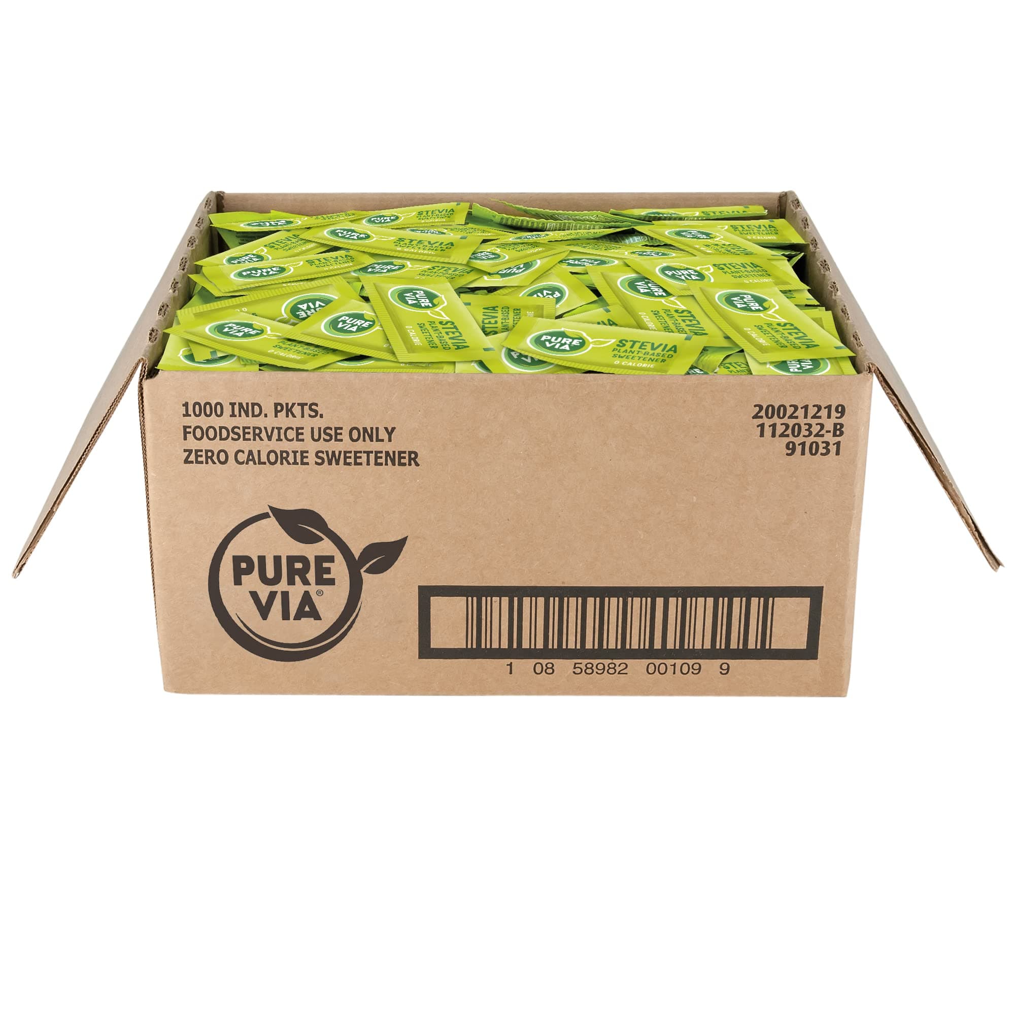 PURE VIA Stevia Sweetener Packets, Sugar Substitute, Natural Sweetener, Zero Calorie Natural Sweetener Packets, 1,000 Count