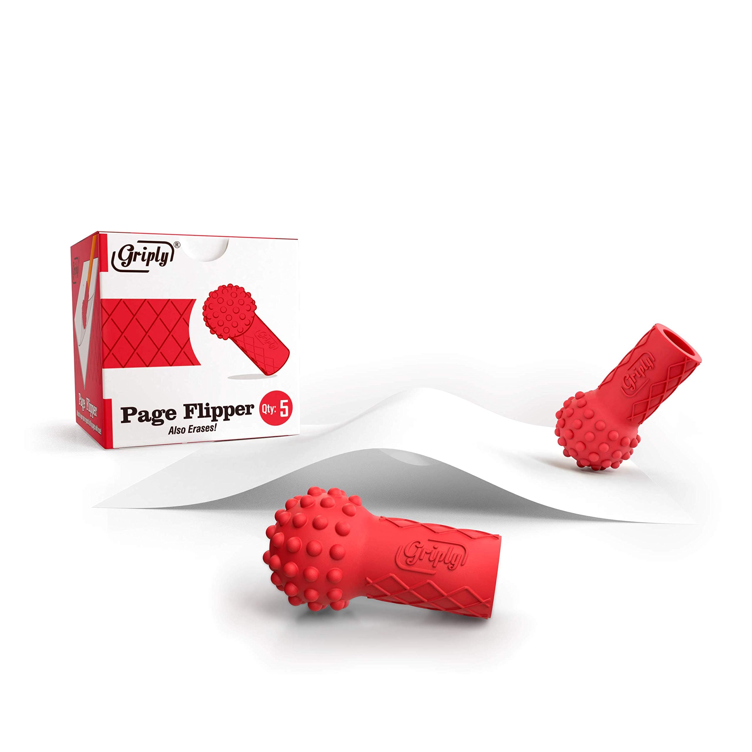 Griply (5 Pieces) Rubber Page Flipper | Rubber Fingers Tips Replacement | Pencil Topper | Rubber Eraser