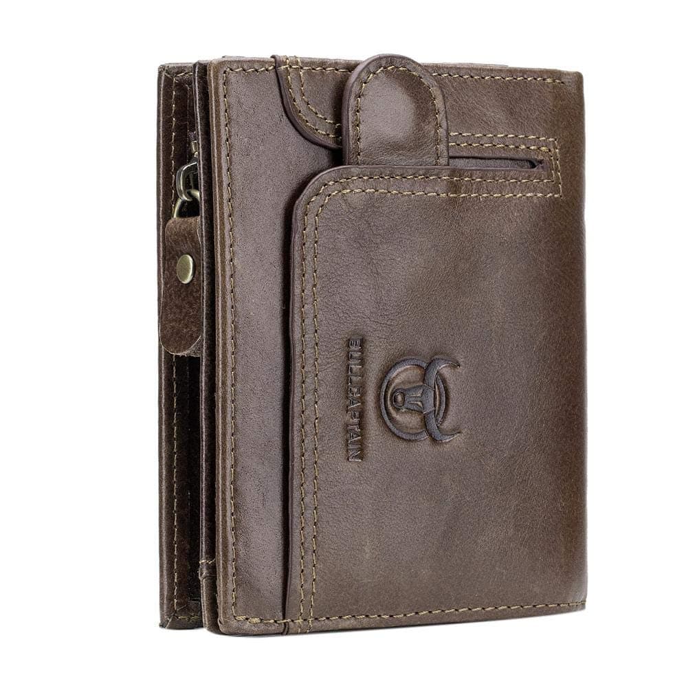Men Leather Wallet,BULLCAPTAIN Bifold Short Wallet Men Clutch Casual Coin Purse Card Holder