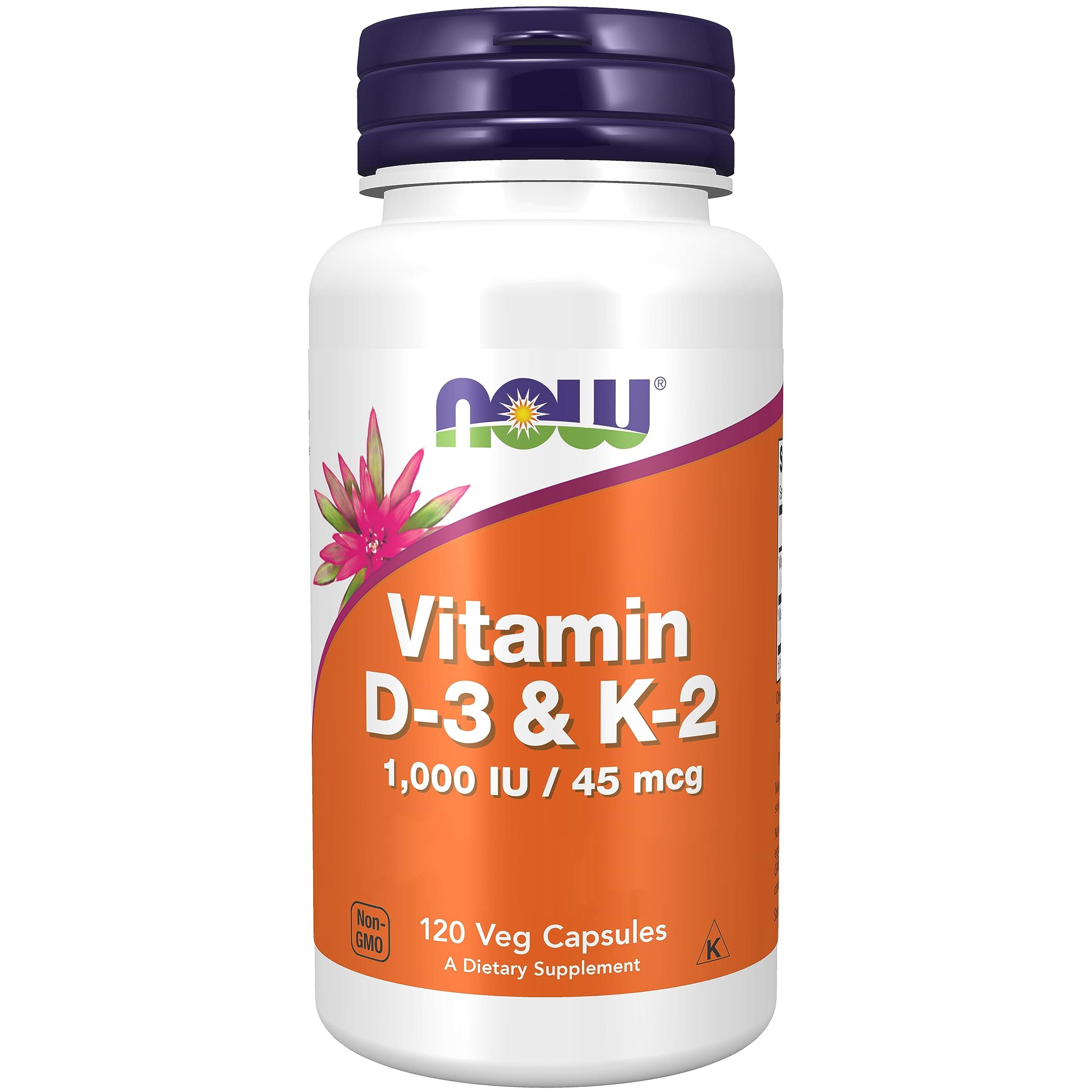 Foods, Vitamin D3 & K2, 1,000IU, 120 Capsules, Lab-Tested, Multivitamins, Gluten Free, Soy Free, Vegetarian