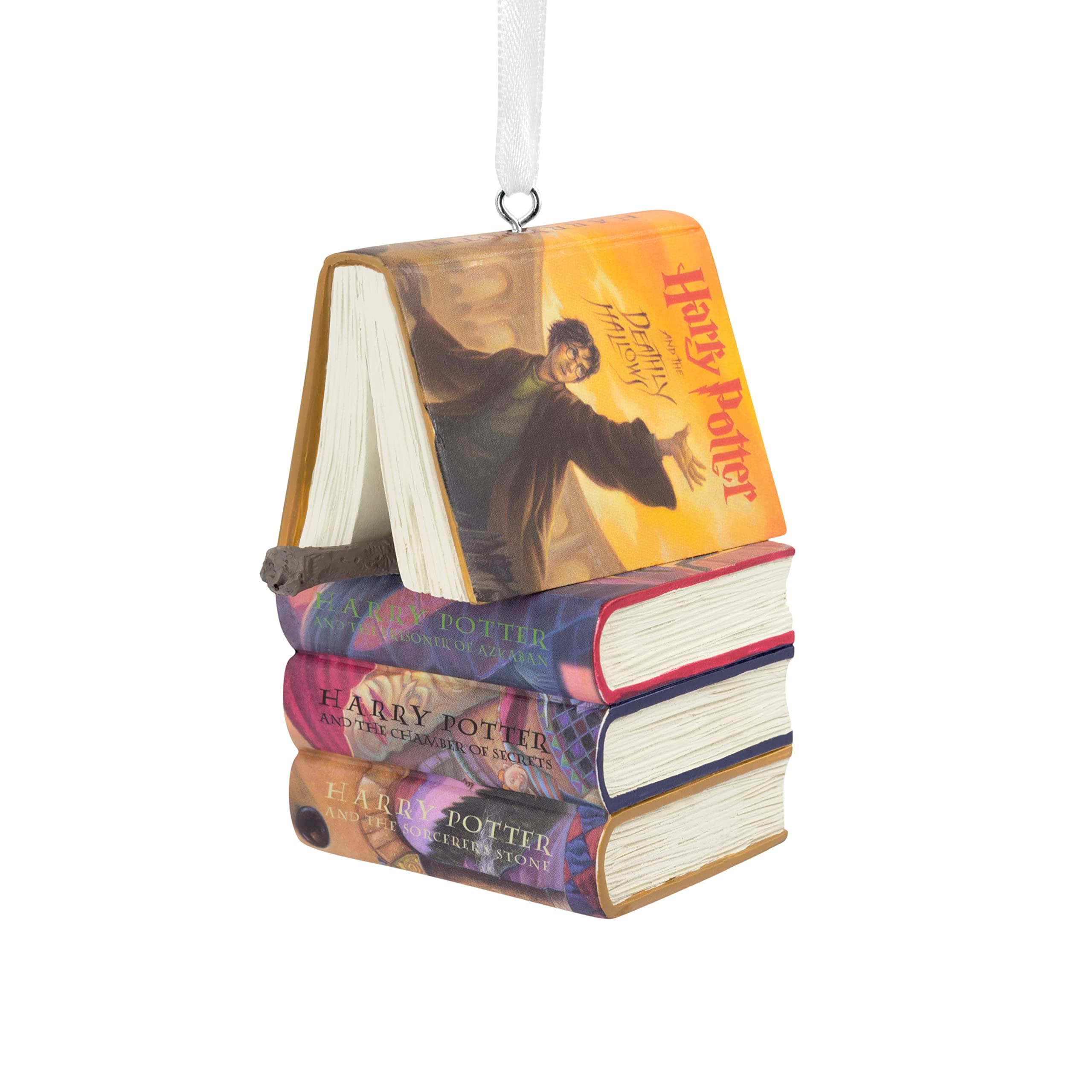 Harry Potter Stacked Books With Wand Christmas Ornament, Harry Potter Decoration, Hanging Ornament, Gifts for Christmas