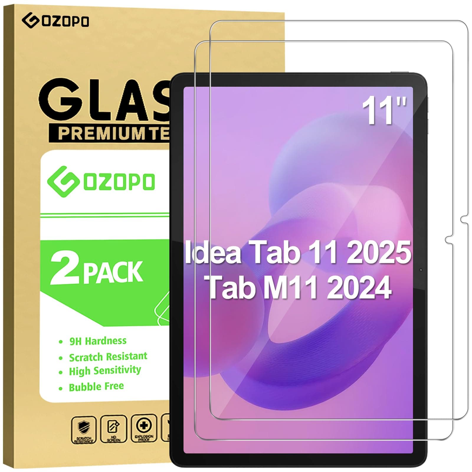 Screen Protector for Lenovo Idea Tab 11" 2025 / Tab M11 2024 Android Tablet 11 Inch, 9H Tempered Glass Film, Anti-Scratch, No Bubbles [2 Pack]