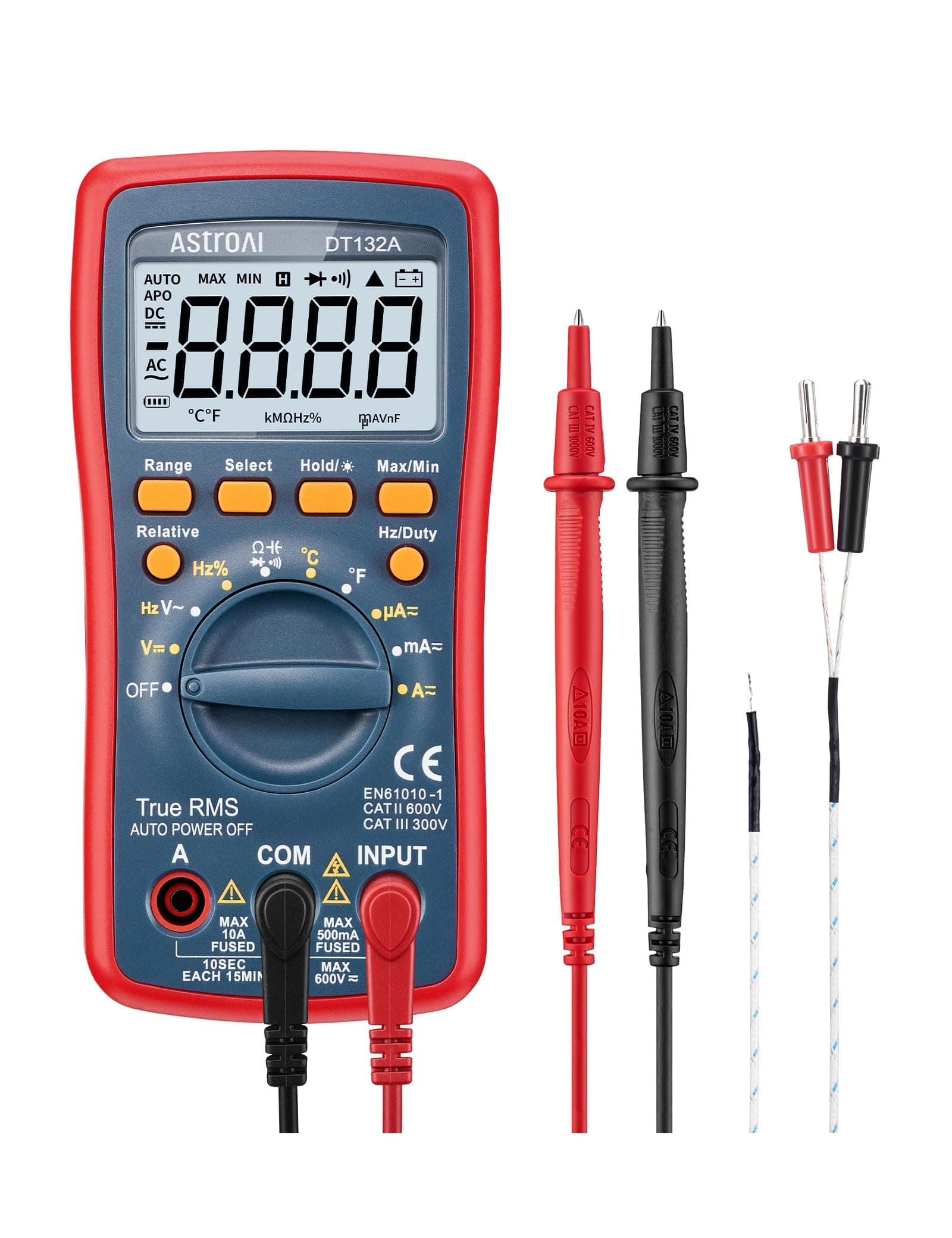 Digital Multimeter True RMS 4000 Counts Volt Meter Auto Ranging Professional Multi Tester Measures AC/DC Current, Voltage, Temperature, Resistance, Continuity, Frequency, Diodes, Duty